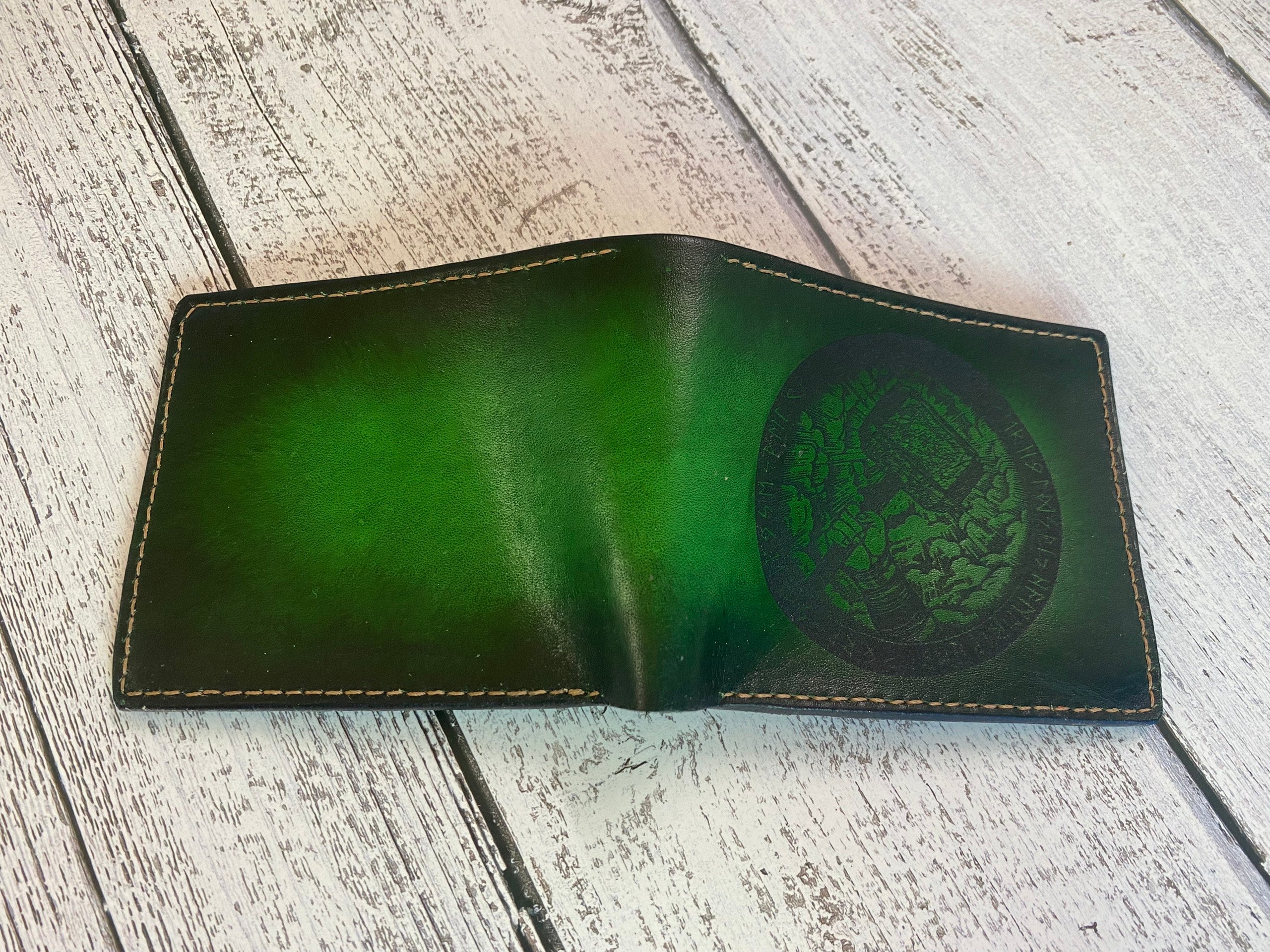 Thor thunder God leather men's wallet, Viking style wallet, classic pattern viking celtic art wallet, leather anniversary gift ideas for dad
