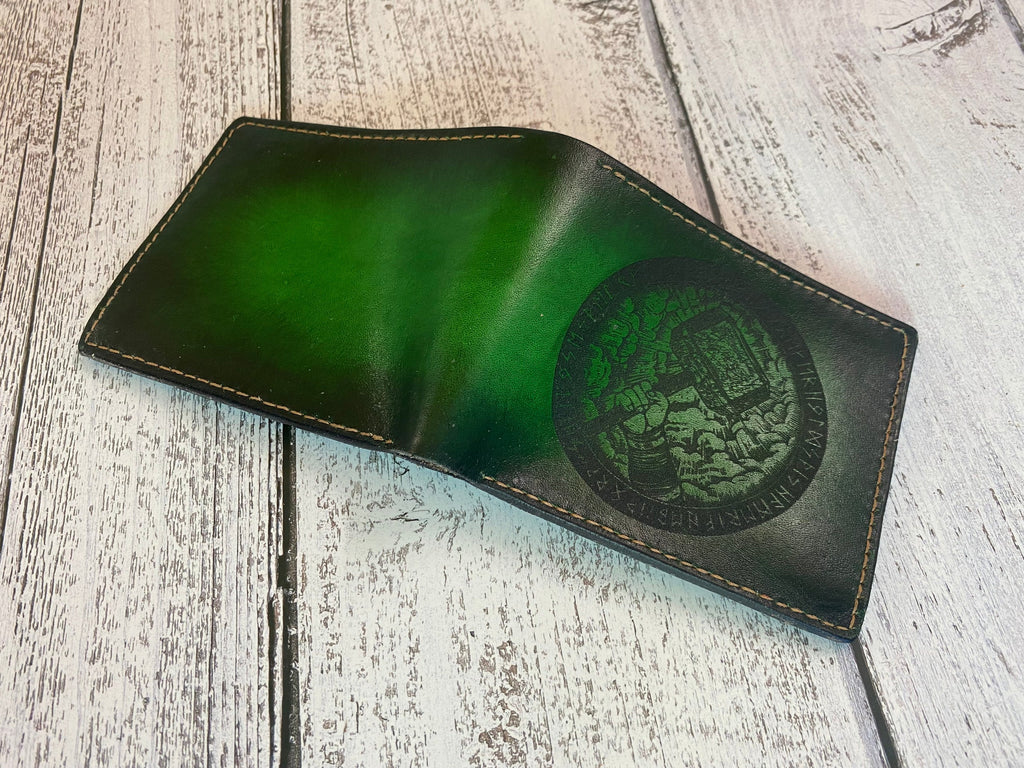 Thor thunder God leather men's wallet, Viking style wallet, classic pattern viking celtic art wallet, leather anniversary gift ideas for dad
