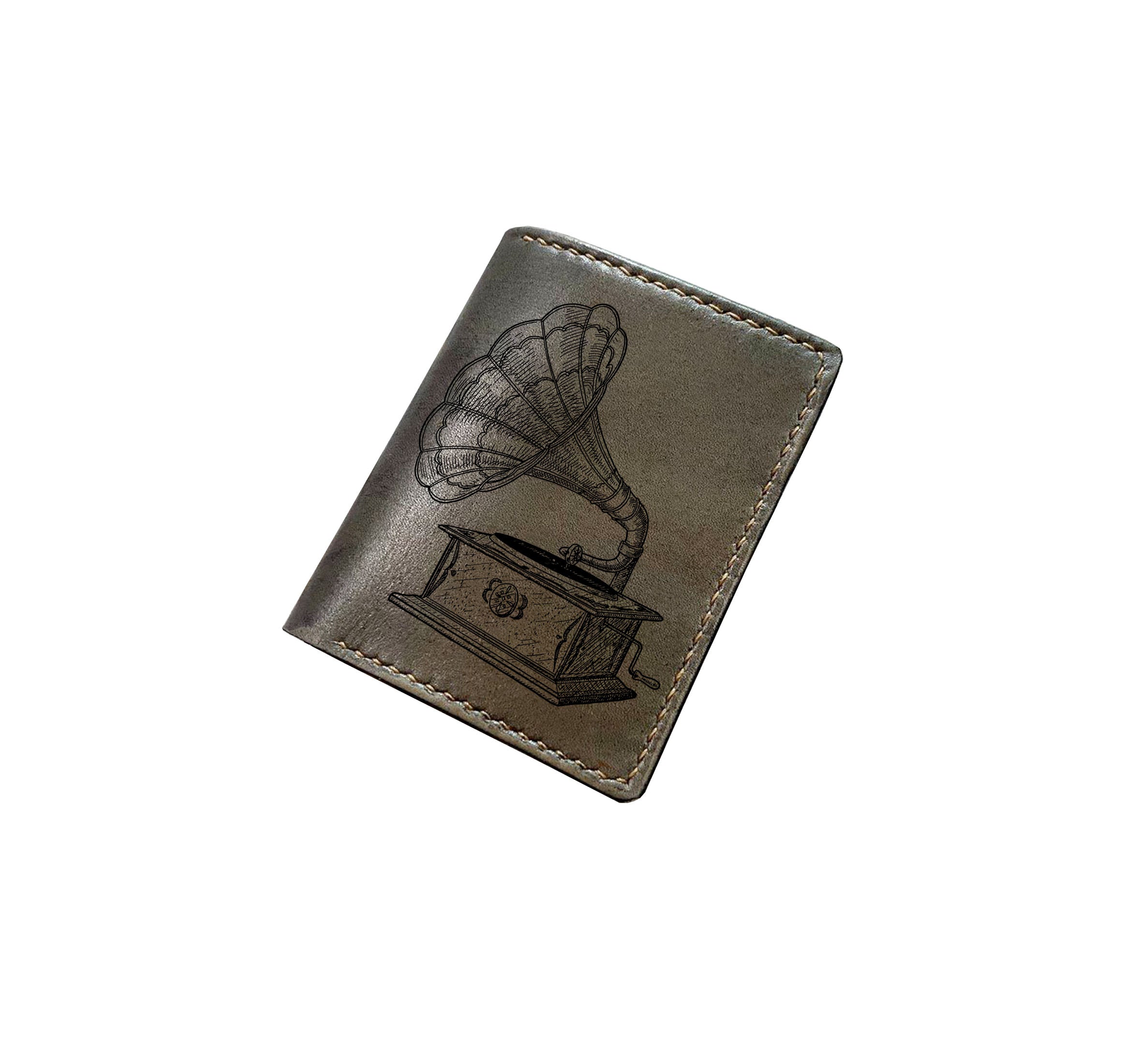 Mayan Corner - Vintage object retro style wallet, old telephone drawing pattern, custom leather wallet, leather gift ideas for him in birthday, valentine