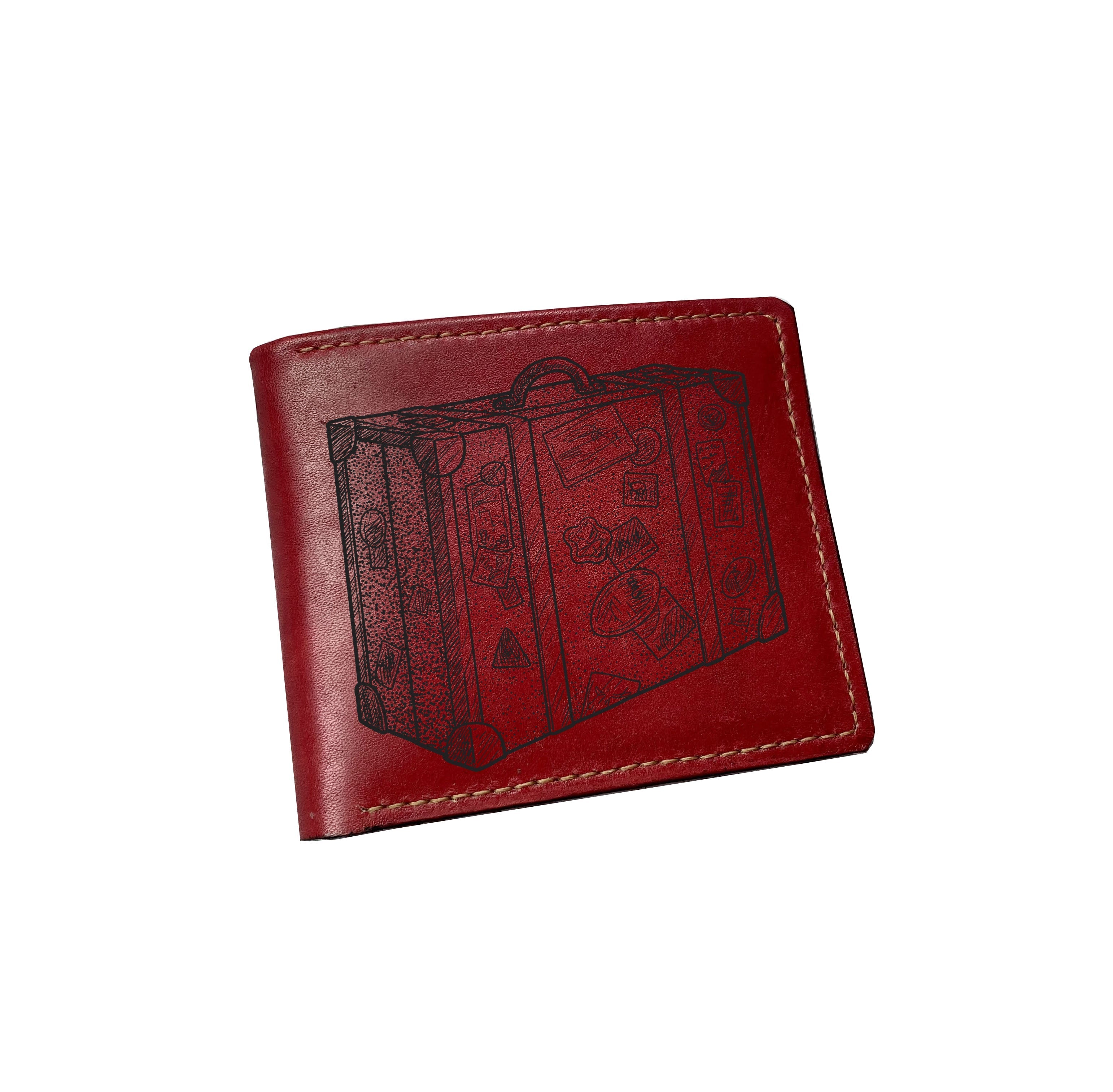 Mayan Corner - Vintage object retro style wallet, old typewritter drawing art wallet, customized leather handmade wallet, leather anniversary gift for him