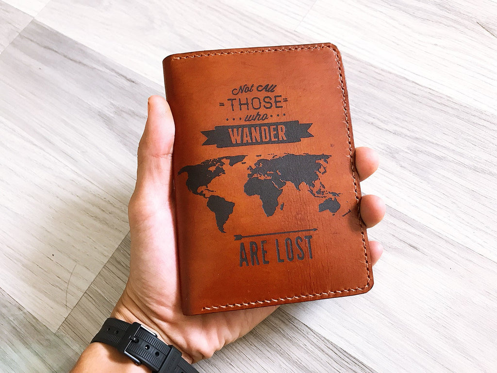 Personalized Wanderlust world map Leather Passport Wallet, Passport Cover, Passport Holder, Custom family travel gift, Anniversary gift ideas