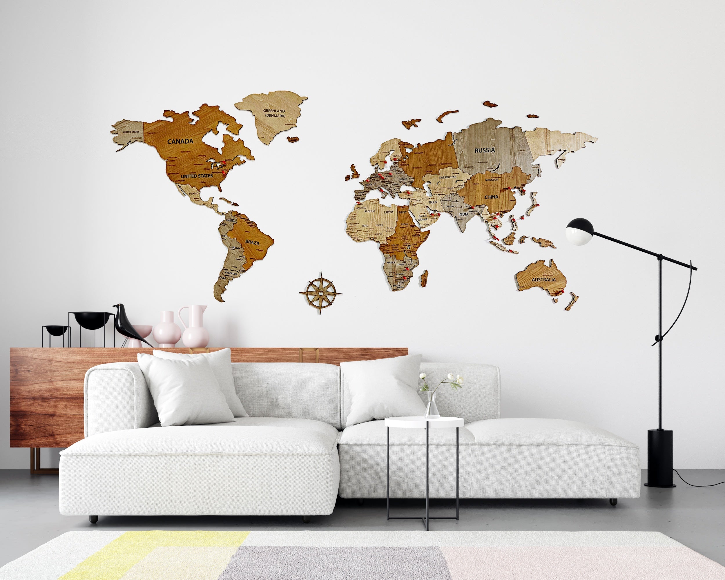 World map wooden map wall decor, wooden home decoration, wall art map, livingroom, kitchen, bedroom rustic decor - 01