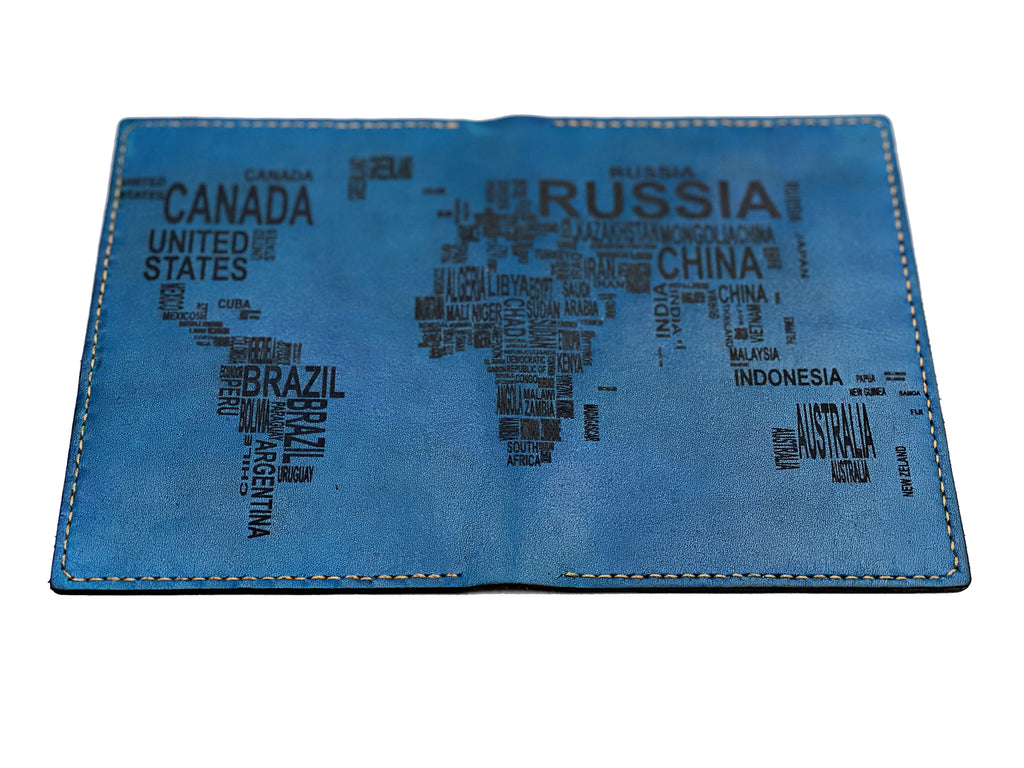 Personalized World map modern text Leather Passport Wallet, Passport Cover, Passport Holder, Custom family travel gift, Anniversary gift ideas
