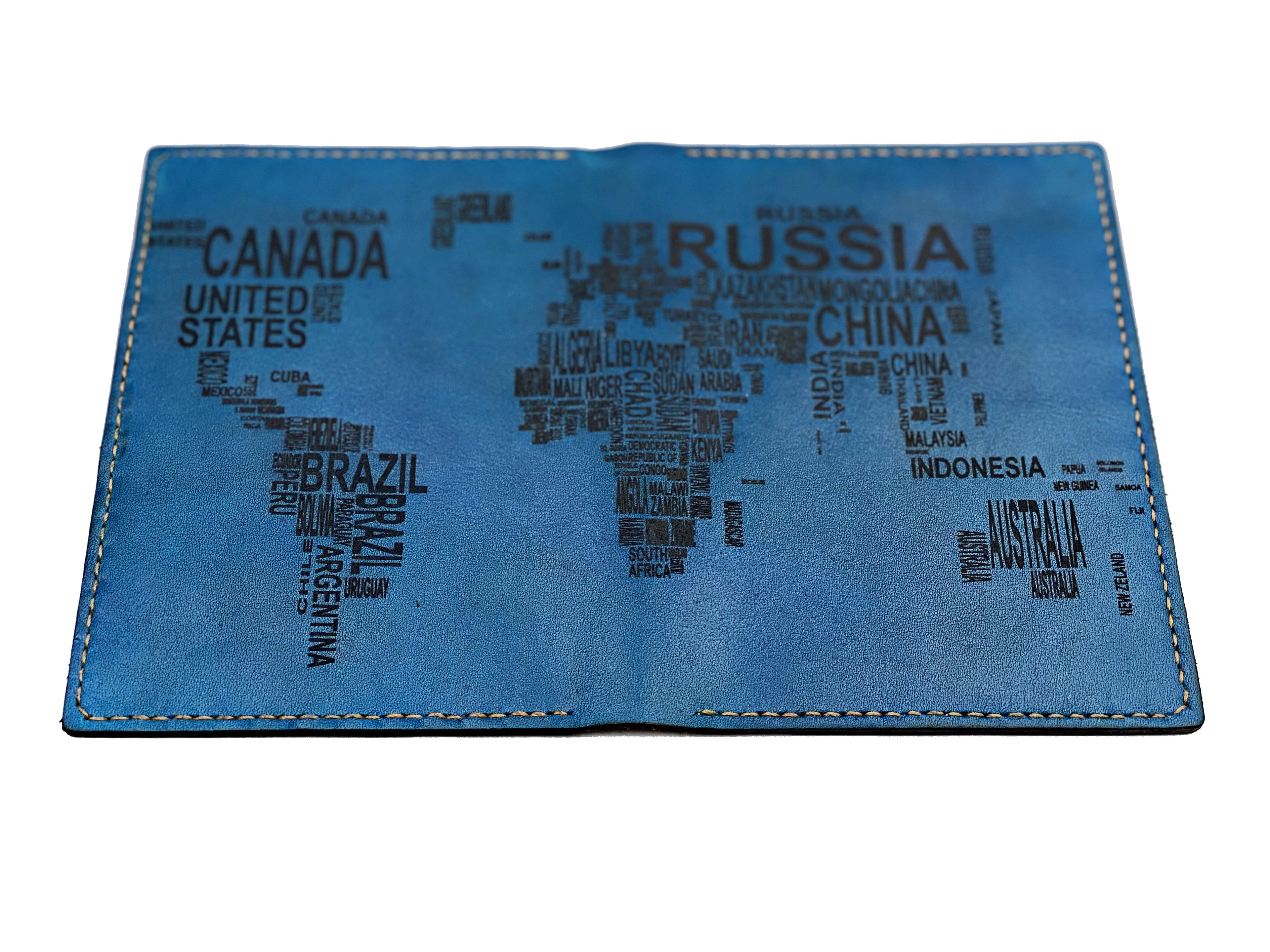Personalized World map modern text Leather Passport Wallet, Passport Cover, Passport Holder, Custom family travel gift, Anniversary gift ideas
