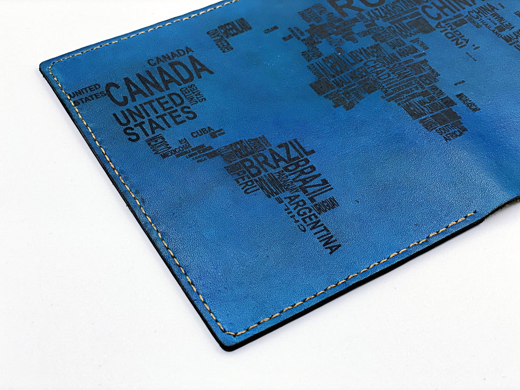 Personalized World map modern text Leather Passport Wallet, Passport Cover, Passport Holder, Custom family travel gift, Anniversary gift ideas