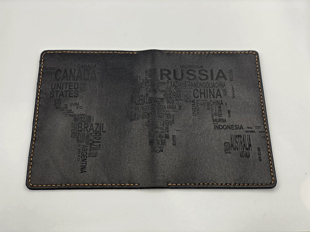 Personalized World map modern text Leather Passport Wallet, Passport Cover, Passport Holder, Custom family travel gift, Anniversary gift ideas