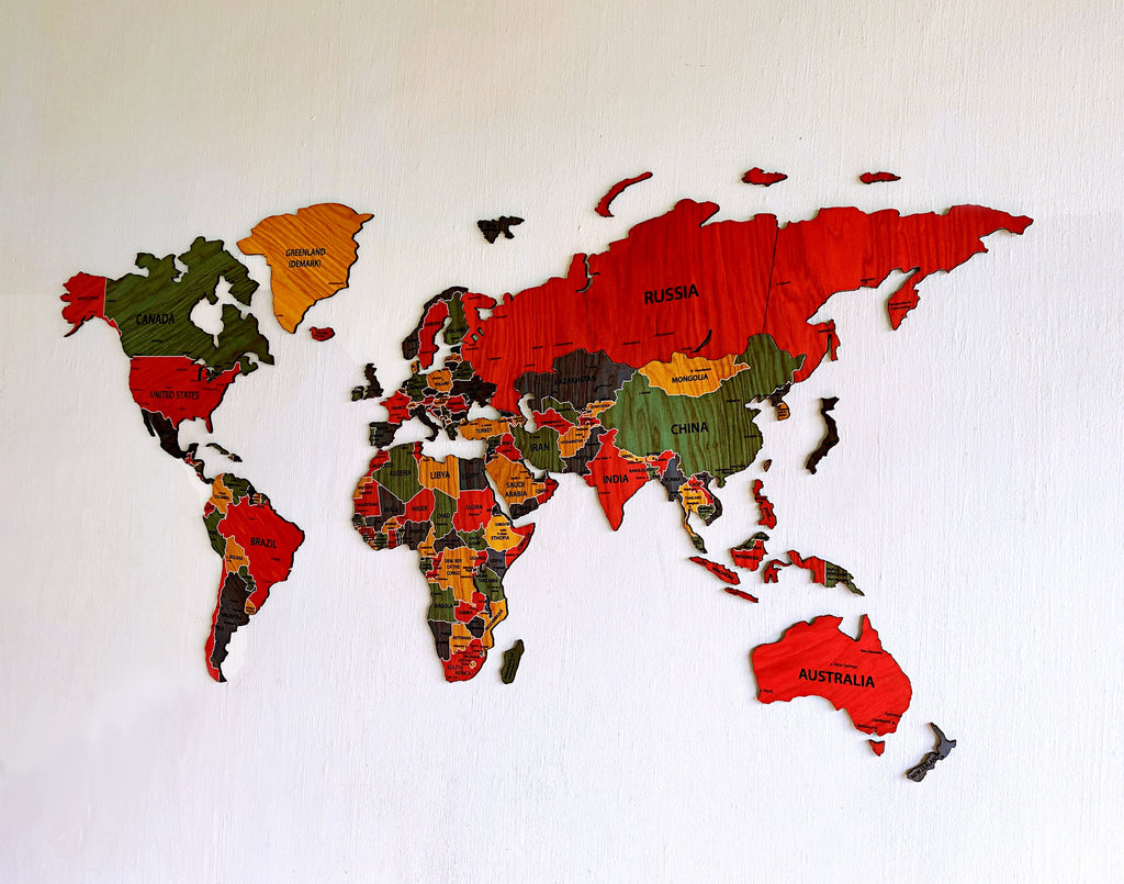 World map wooden map wall decor, wooden home decoration, wall art map, livingroom, kitchen, bedroom rustic decor - 02