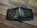 Autobot Decepticon logo engraved wallet, transformers art wallet, customized transformers wallet for him
