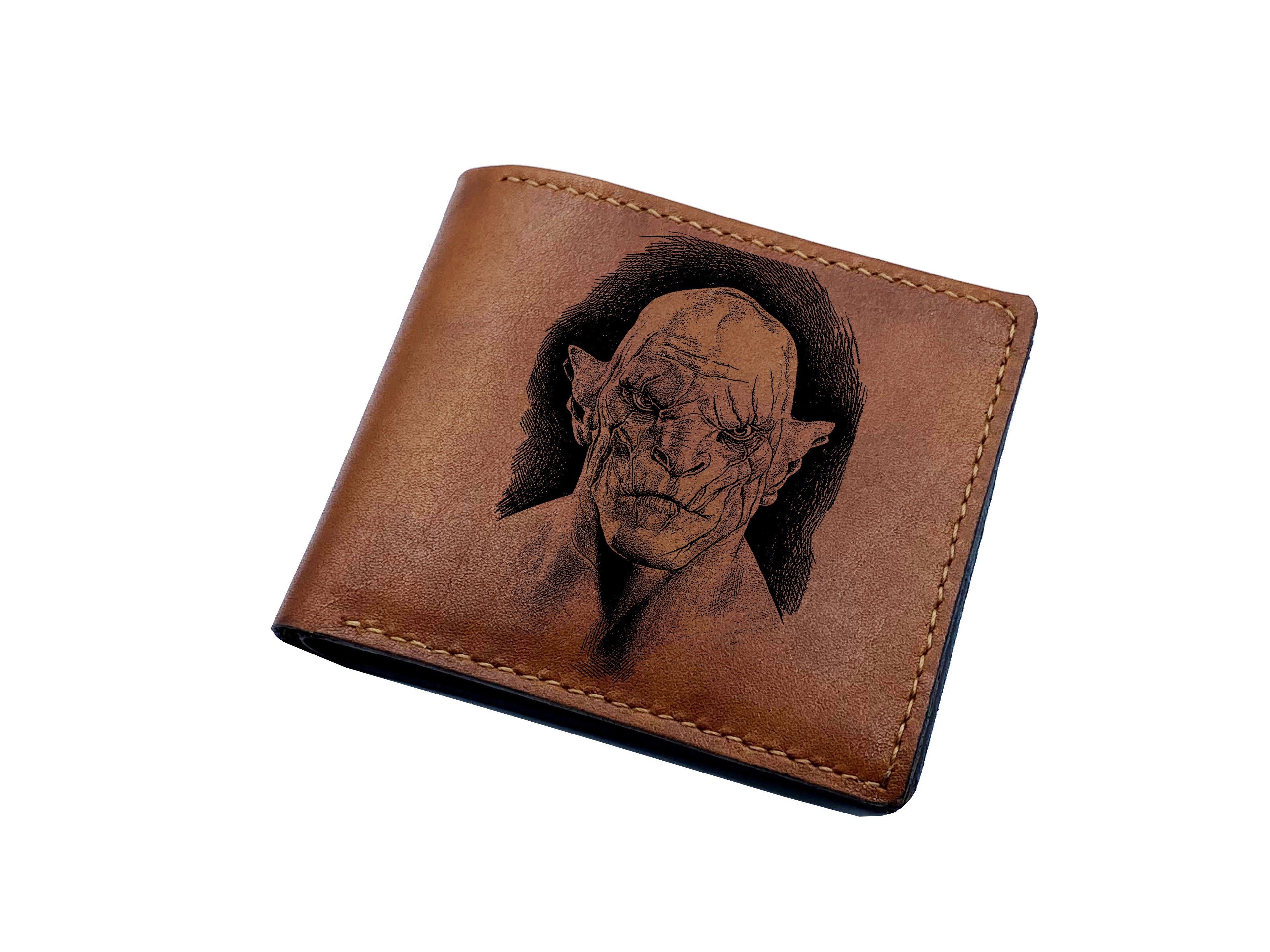 Mayan Corner - Personalized leather handmade wallet, The Lord of the rings wallet, Nine Black Rider the Nazgul drawing, LOTR leather art wallet, gift for him, boyfriend birthday leather wallet