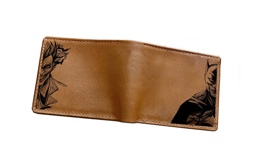 Mayan Corner - Custom batman leather wallet, engraving wallet with name initials, superheroes gift idea, special wedding present