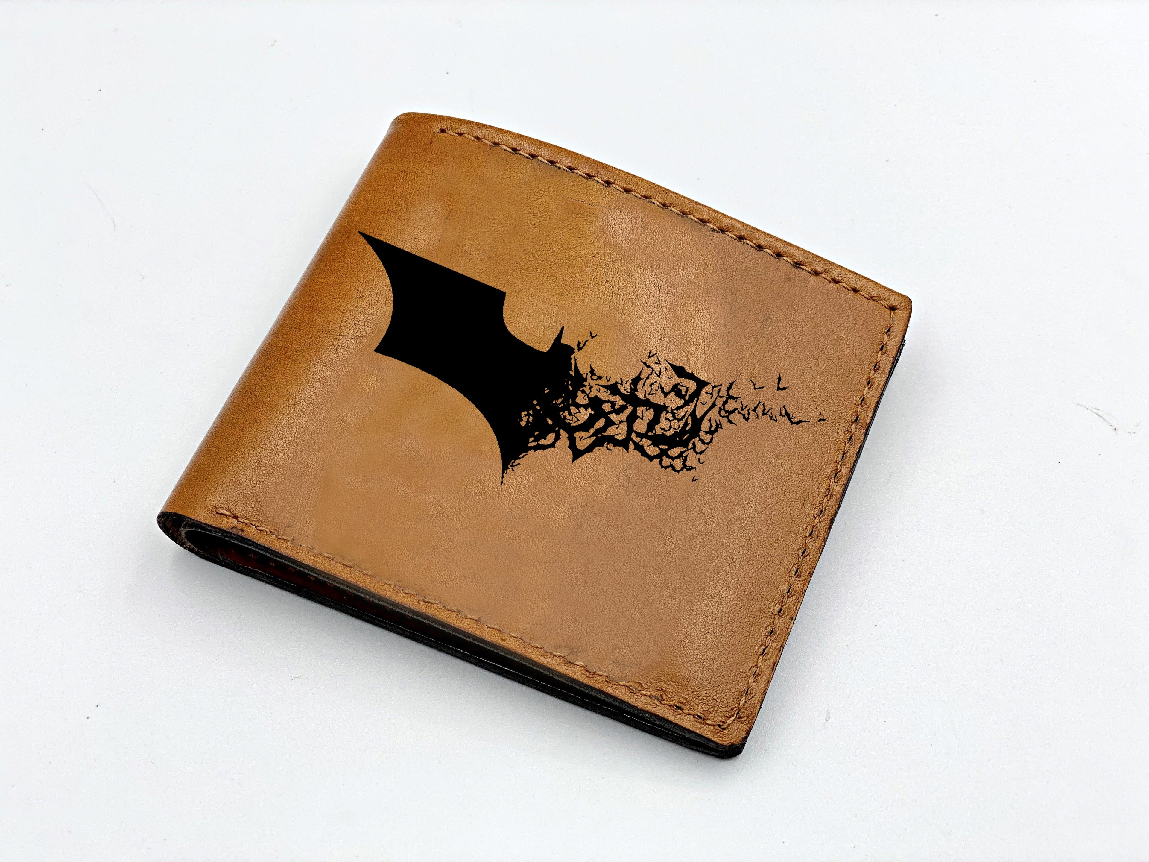 Mayan Corner - Customized leather handmade wallet, Batman superheroes men's wallet, the dark night batman gift idea for father, husband, boyfriend