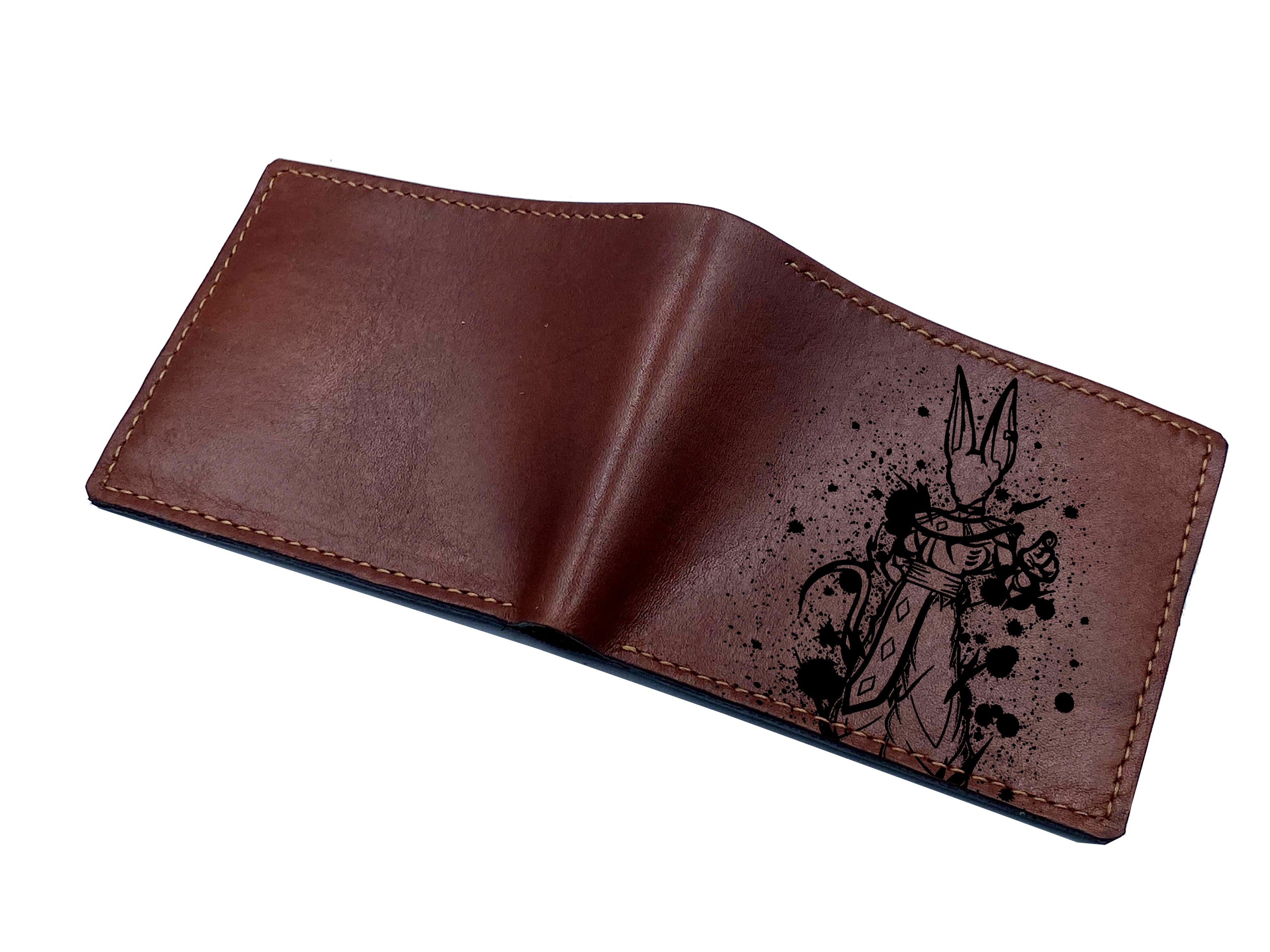 Mayan Corner - Customized leather handmade wallet, Cell dragon ball leather gift, dragon ball characters art wallet