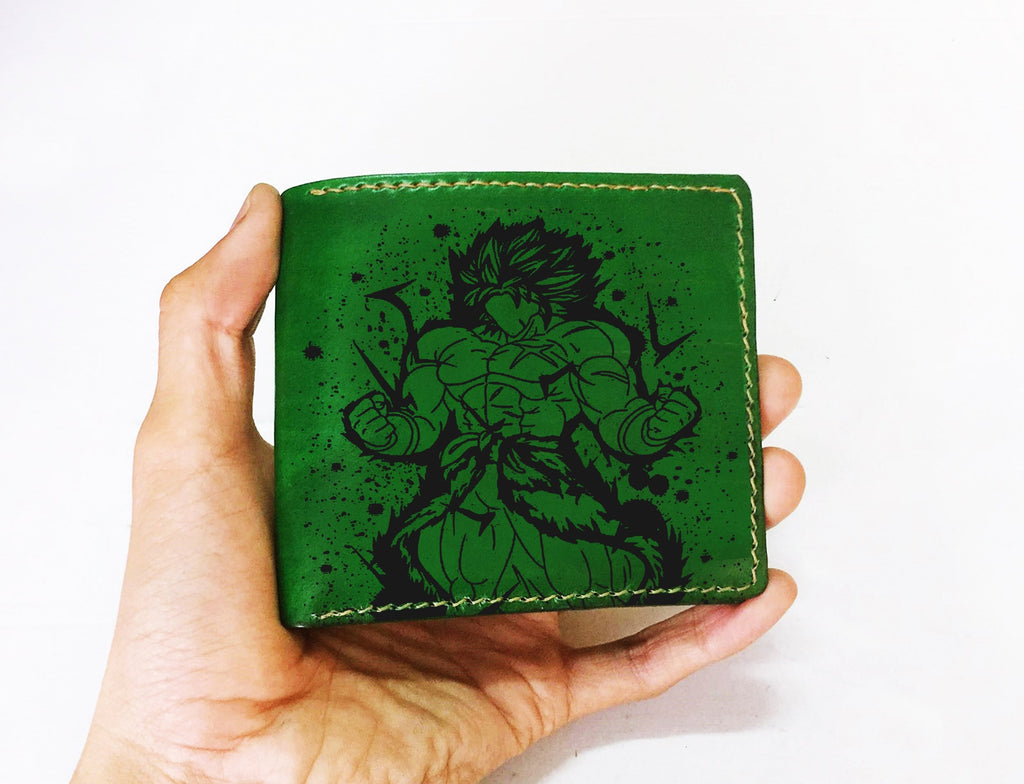 Mayan Corner - Personalized leather bifold wallet, Gohan super saiyan leather gift, anime leather present for boyfriend, husband, father