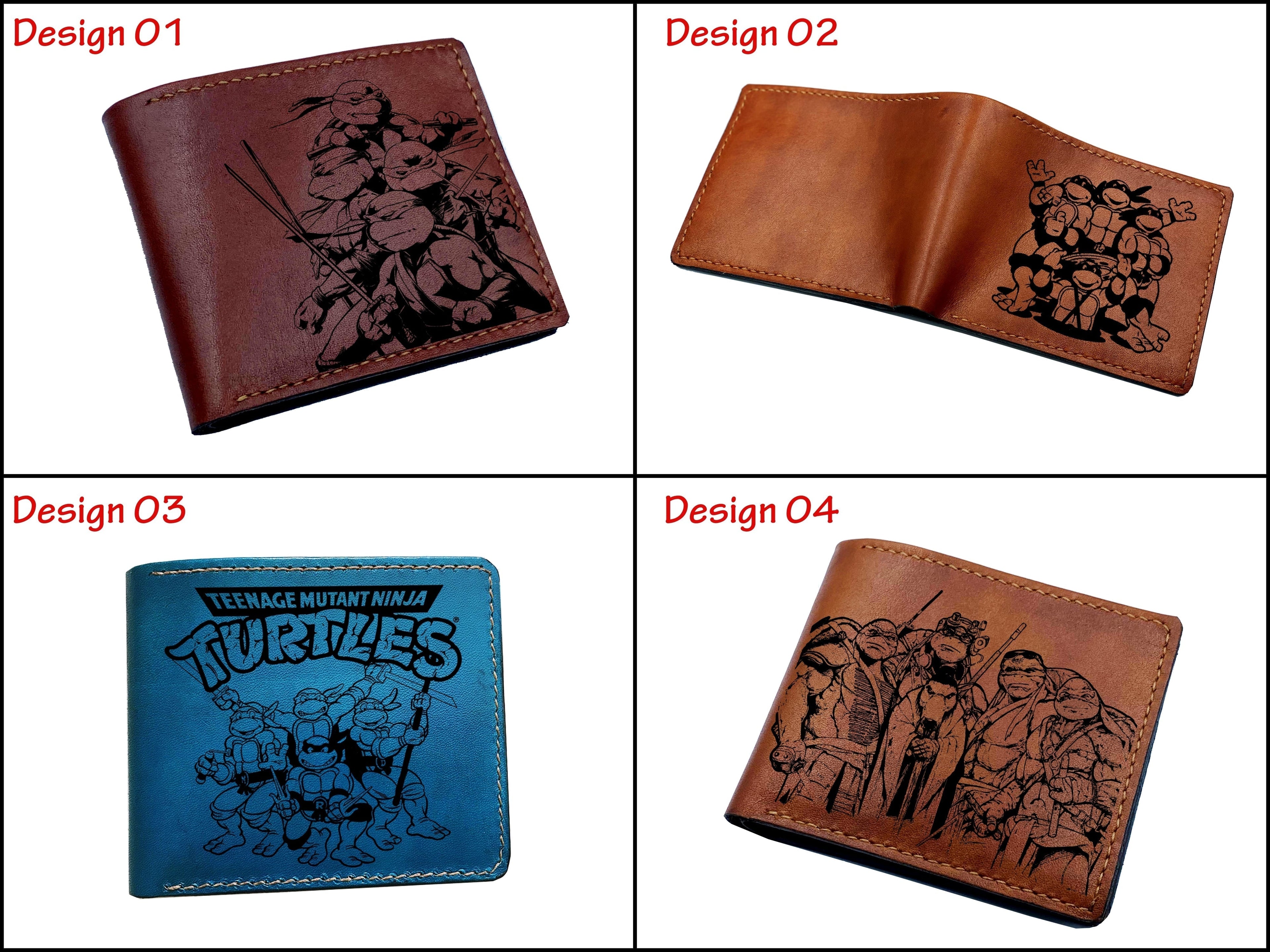 Mayan Corner - Personalized genuine leather handmade wallet, leather gift ideas for him, ninja turtle leather art wallet - 0111224