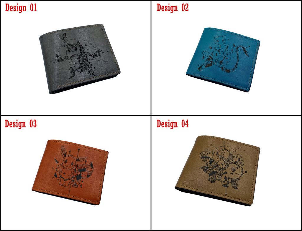 Mayan Corner - Pokemon geometric art leather wallet, customized leather gift for men, pokemon gift ideas - Bulbasaur PK27102