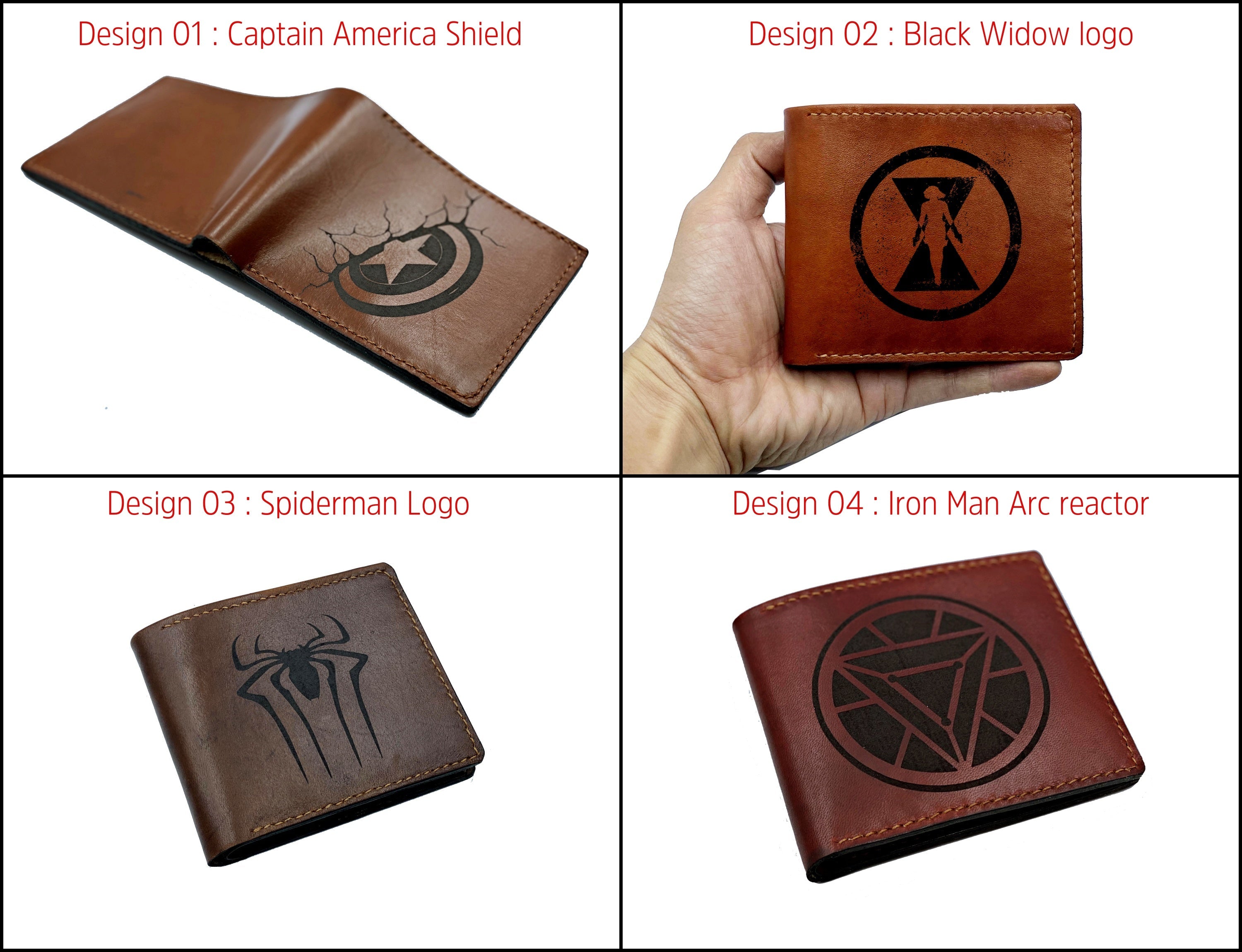 Mayan Corner - Superheroes leather handmade wallet, customized men's wallet, Leather gift ideas for men - Spiderman logo wallet