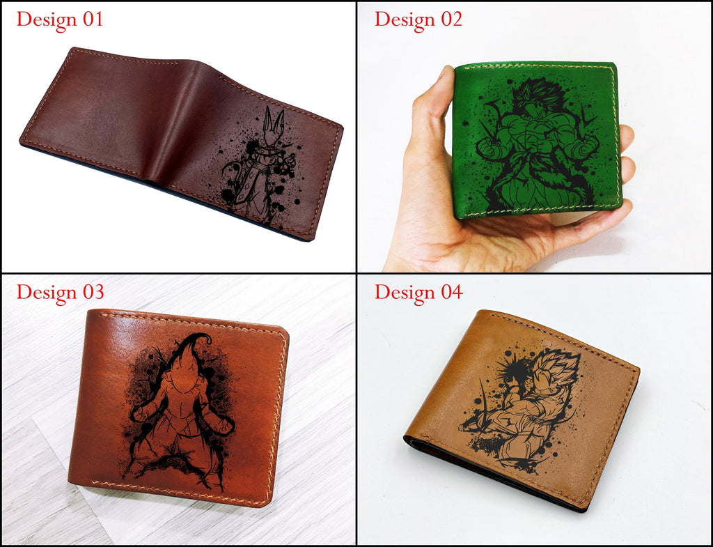 Mayan Corner - Broly super saiyan leather wallet, bifold handmade wallet, gift for men, dragon ball art leather gift for him
