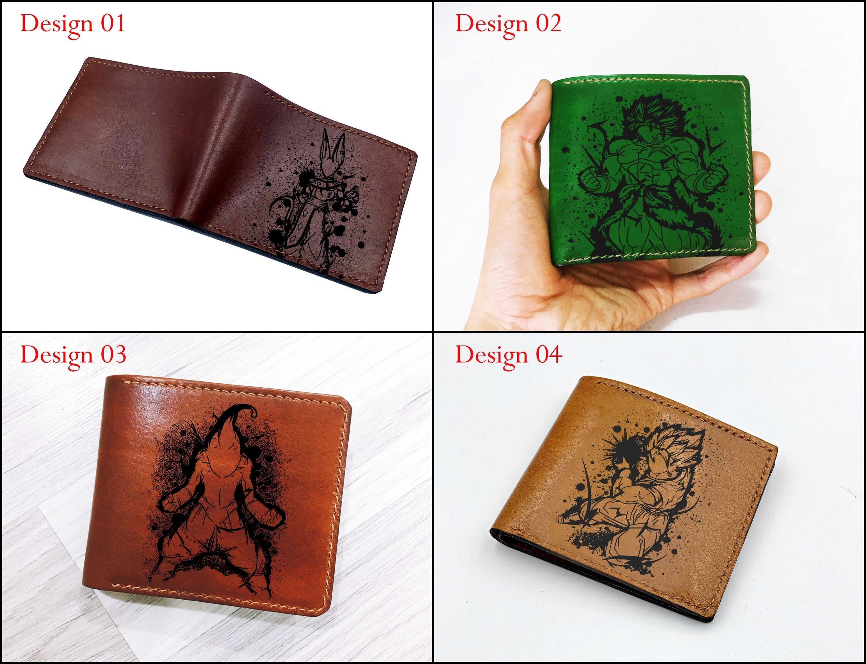 Mayan Corner - Broly super saiyan leather wallet, bifold handmade wallet, gift for men, dragon ball art leather gift for him