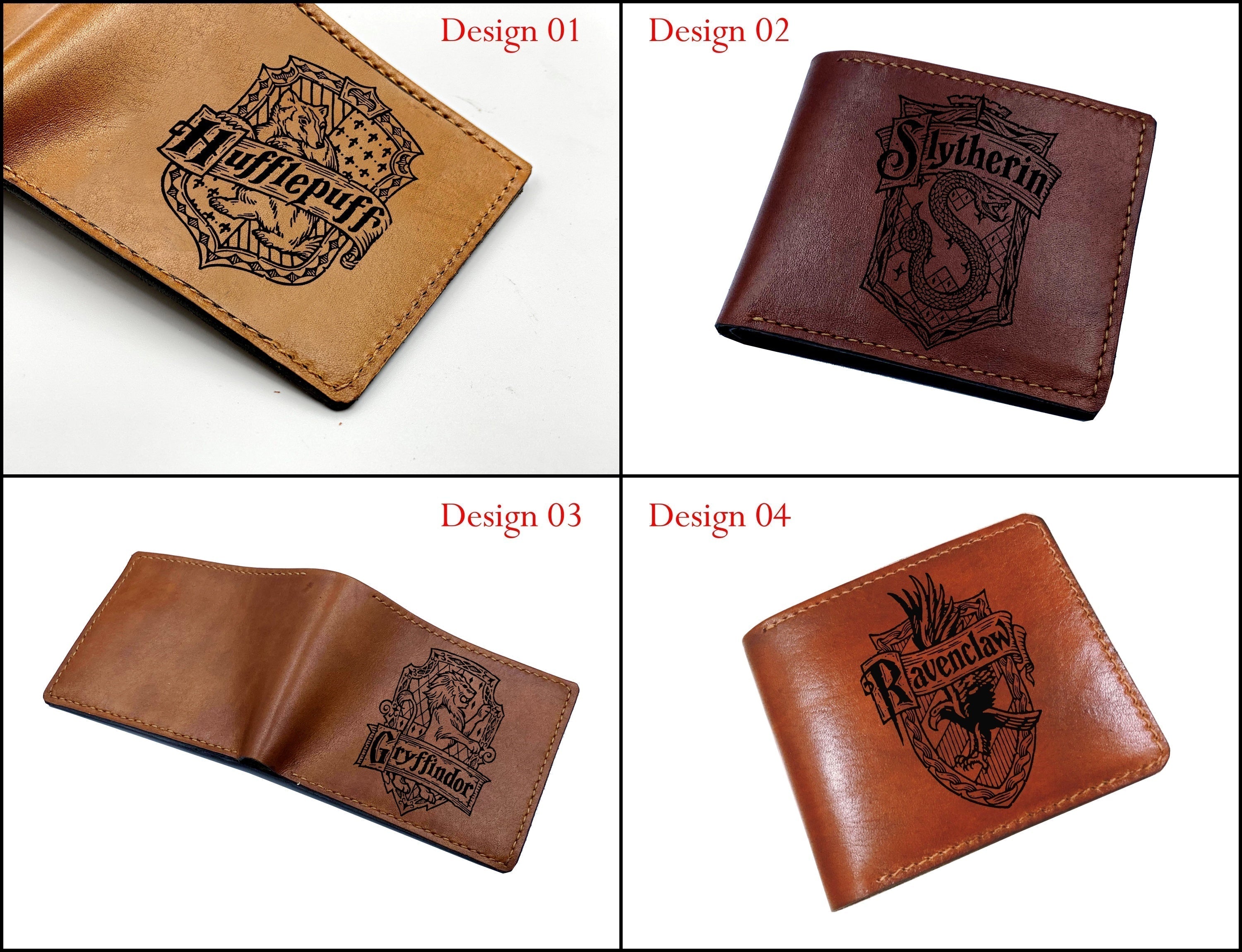Mayan Corner - Personalized leather gift for men, Hogwarts school logo engraving leather wallet, bifold leather wallet
