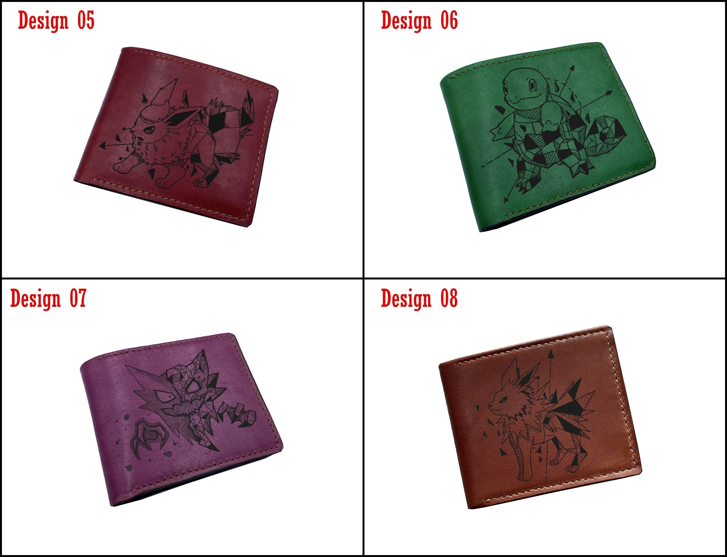 Mayan Corner - Pokemon geometric art leather wallet, customized leather gift for men, pokemon gift ideas -  Heracross PK27105