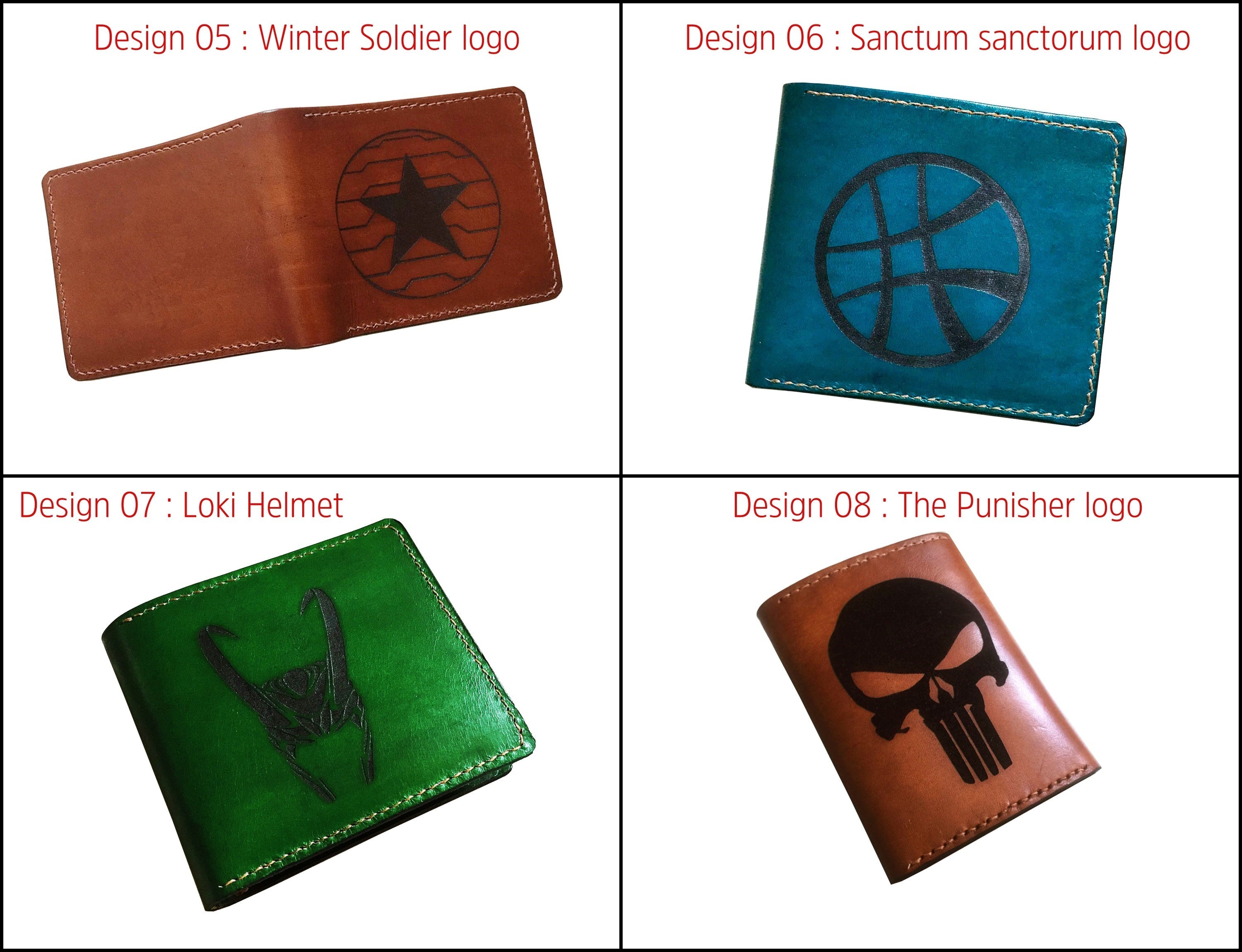 Mayan Corner - Superheroes leather handmade wallet, customized men's wallet, Leather gift ideas for men - Black Widow logo wallet