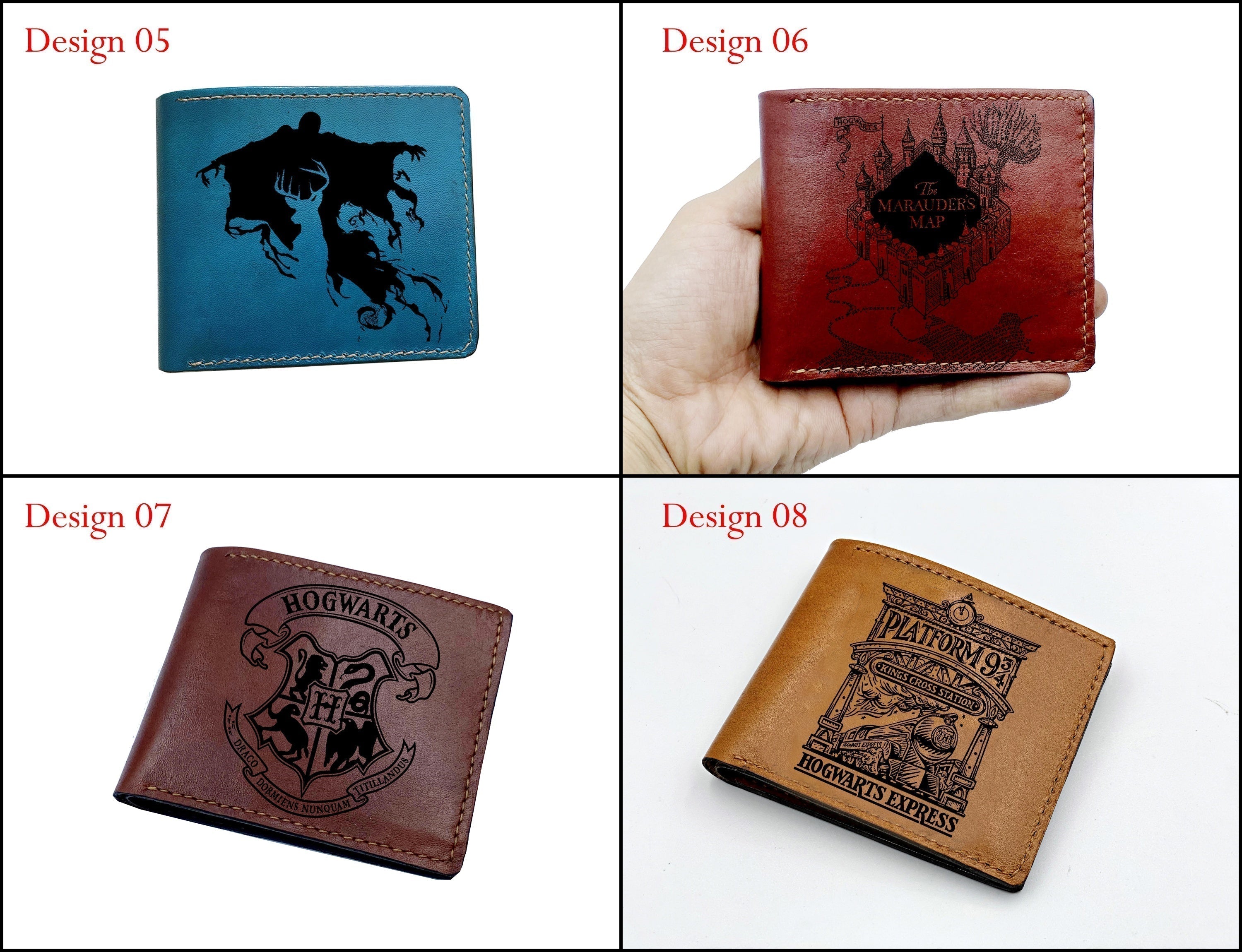 Mayan Corner - Customized leather men wallet, Harry Porter Platform 9 3/4 Hogwarts Express drawing wallet