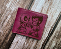 Wolverine Deadpool leather wallet, superheroes chibi style wallet for boyfriend, leather anniversary Marvel art