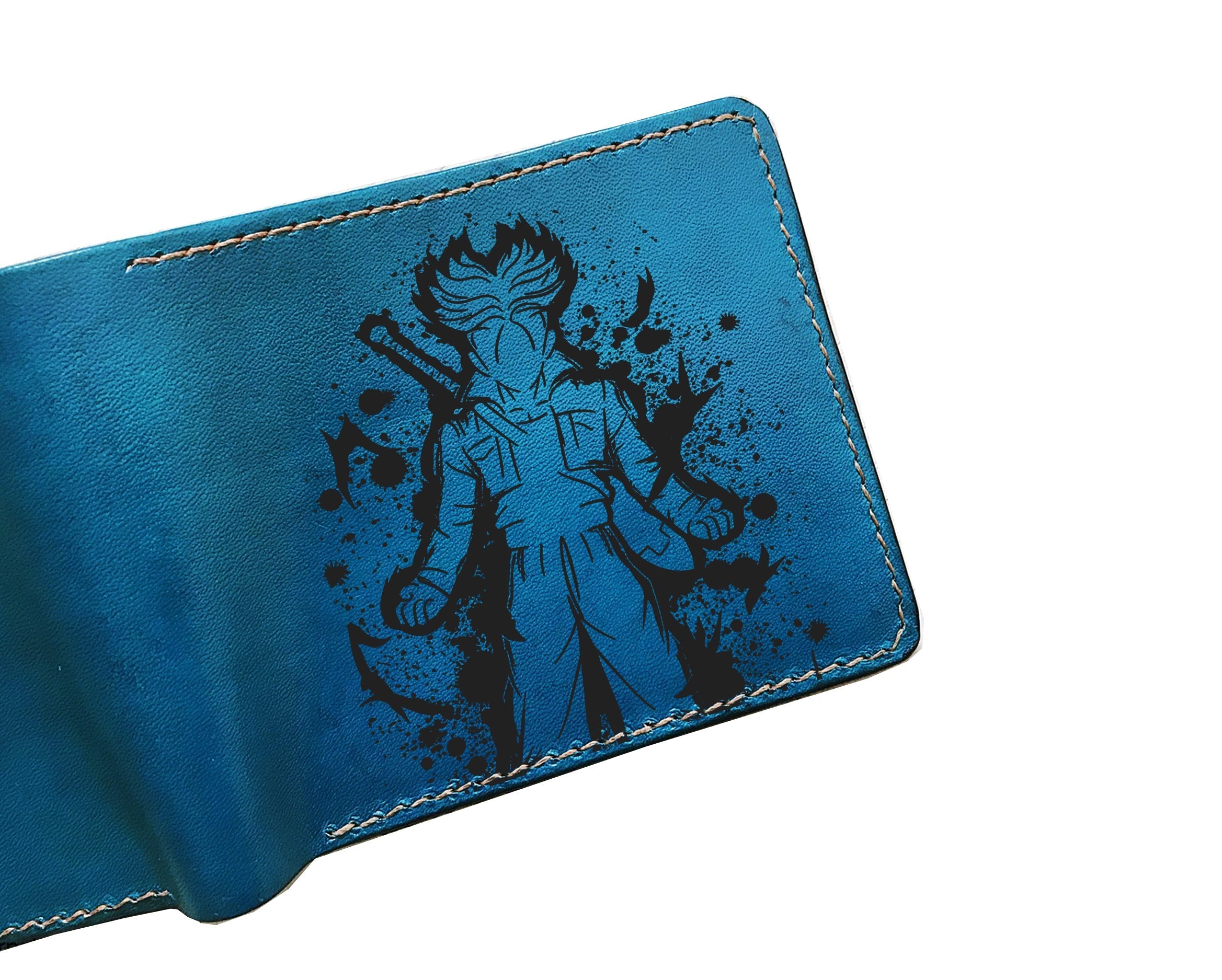 Mayan Corner - Broly super saiyan leather wallet, bifold handmade wallet, gift for men, dragon ball art leather gift for him