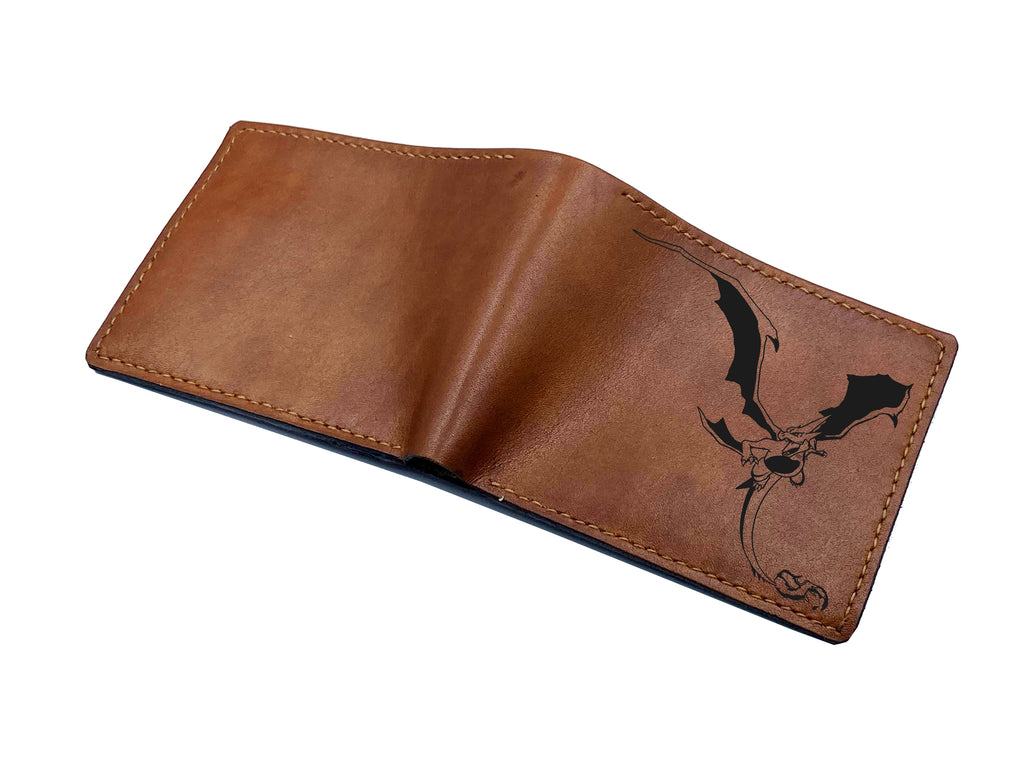 Mayan Corner - Customized leather handmade wallet for men, dragon men's wallet, gift for dad, husband, brother - Smaug The hobbit dragon - 3110221