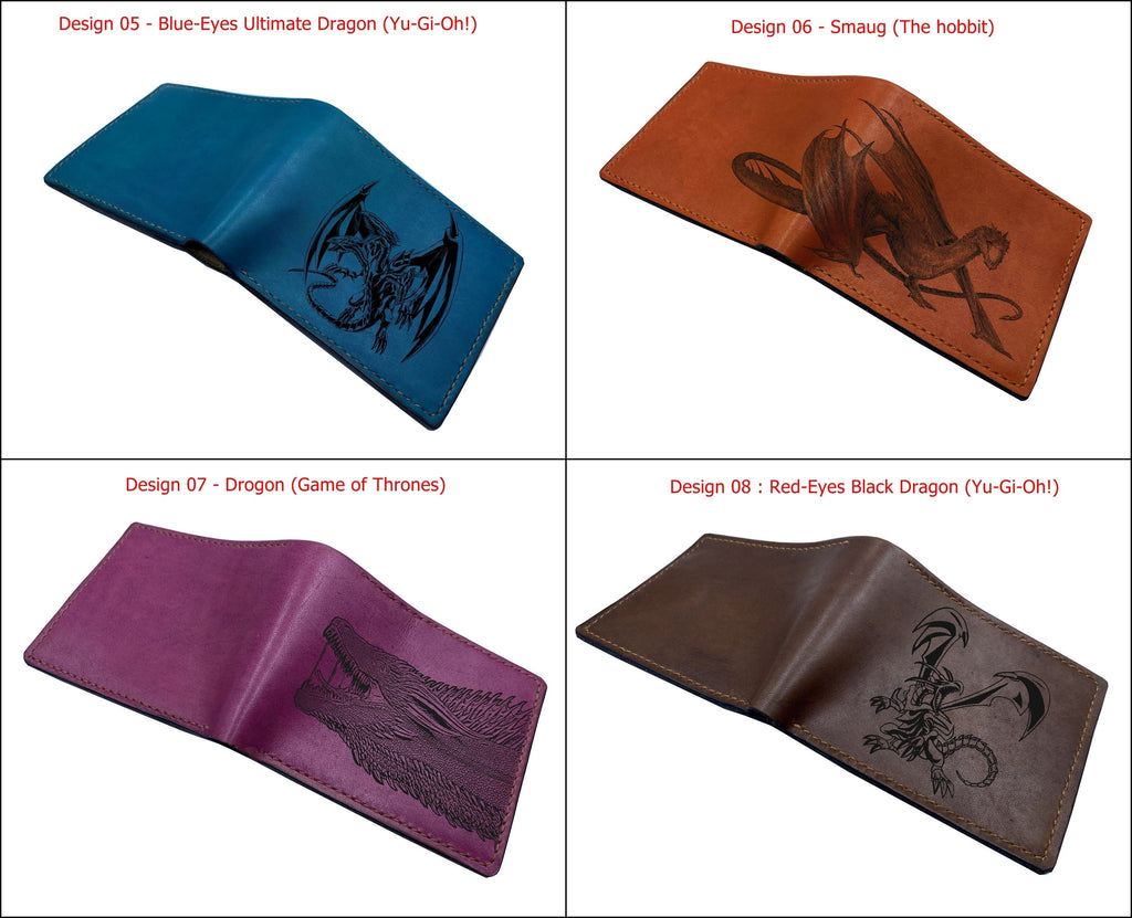 Mayan Corner - Customized leather handmade wallet for men, dragon men's wallet, gift for dad, husband, brother - The red eye black dragon Yu-Gi-Oh! - 3110226
