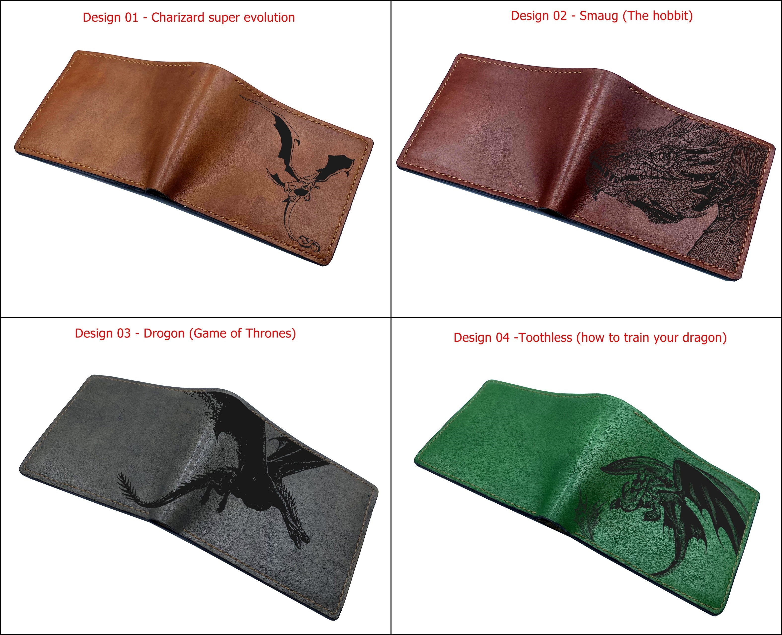 Mayan Corner - Customized leather handmade wallet for men, dragon men's wallet, gift for dad, husband, brother - Drogo dragon Game of Thrones - 3110224