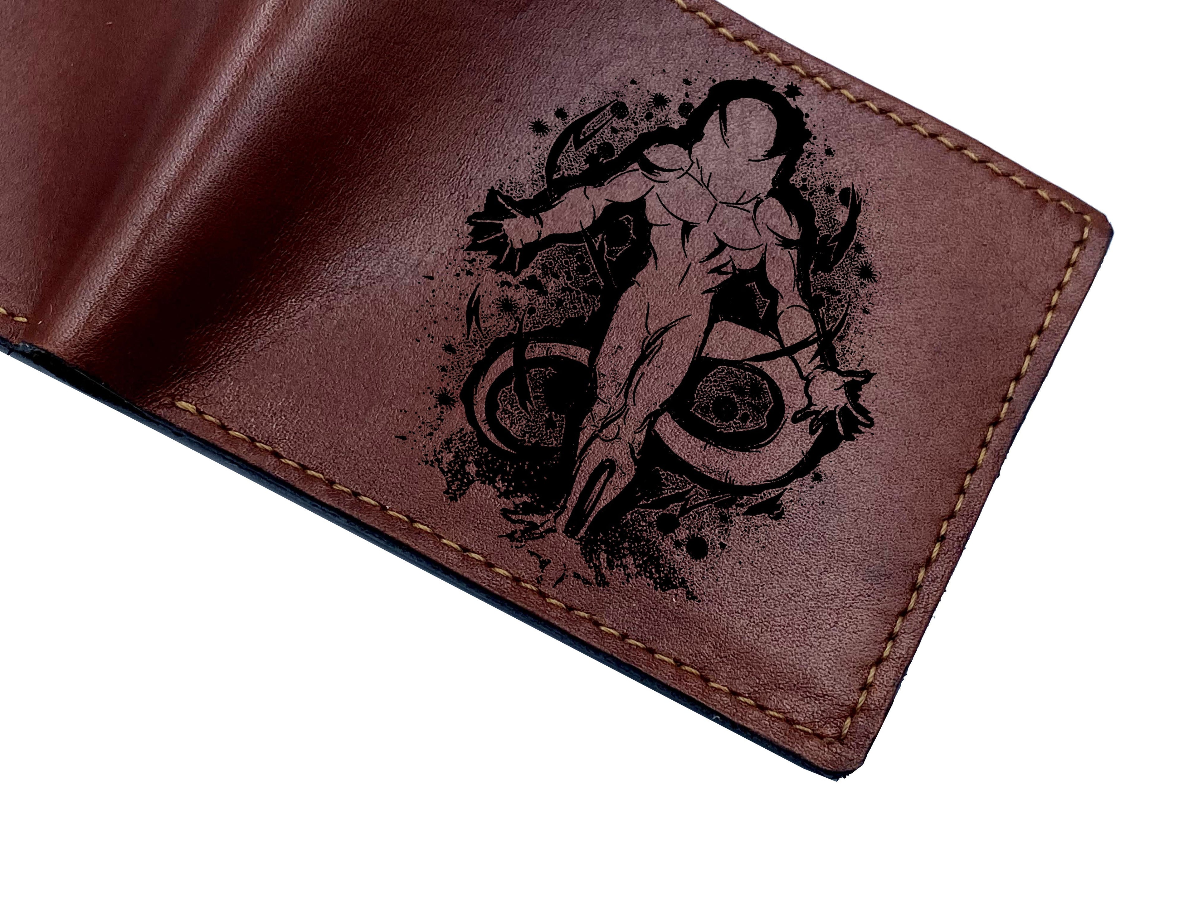 Mayan Corner - Majin Buu drawing wallet, dragon ball villain characters gift, gift for dragon ball fan, japan anime leather gift ideas, gift for boy