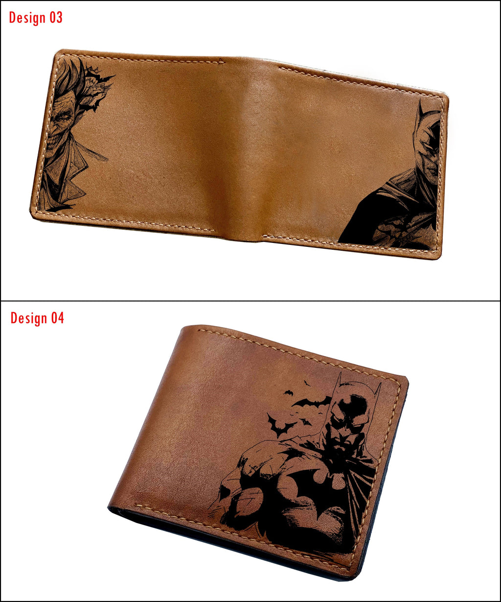 Mayan Corner - Customized leather handmade wallet, Batman superheroes men's wallet, the dark night batman gift idea for father, husband, boyfriend