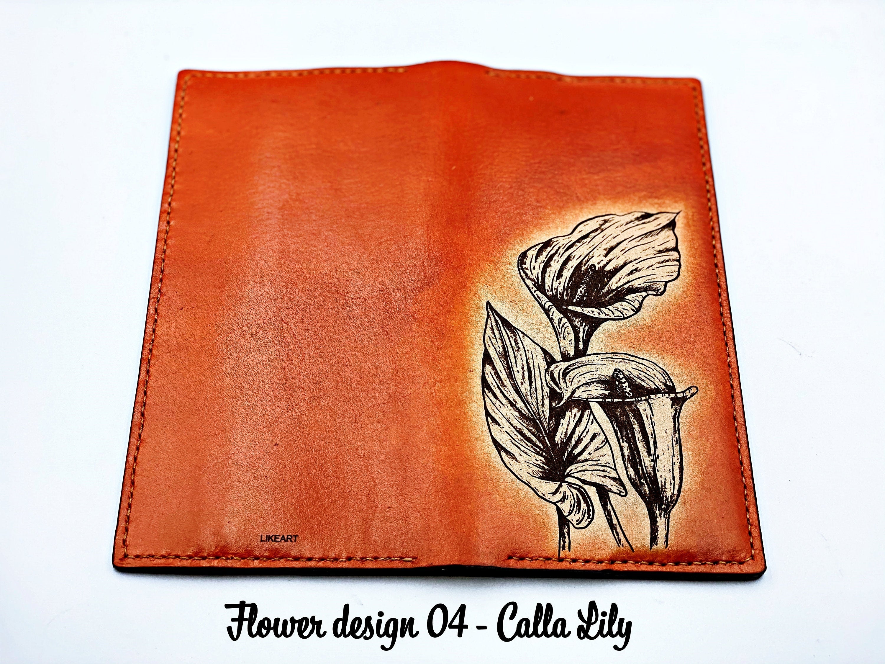 Personalized leather handmade long bifold flowers wallet for women, gift for her, mother's day gift