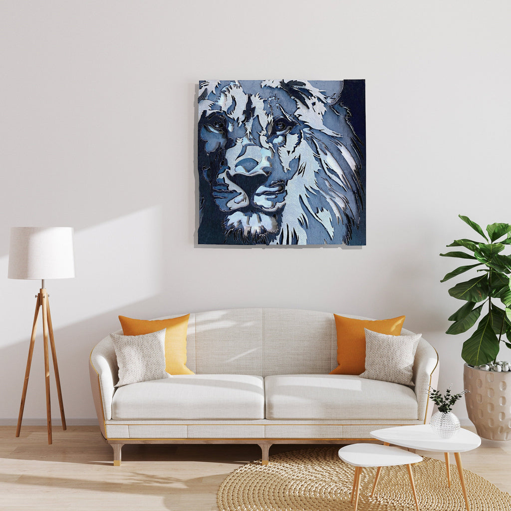 Unik4art - Wooden wall art home decor, Lion 3D multi layers hanging wooden picture, animal wall art decor, livingroom kitchen bedroom morden art