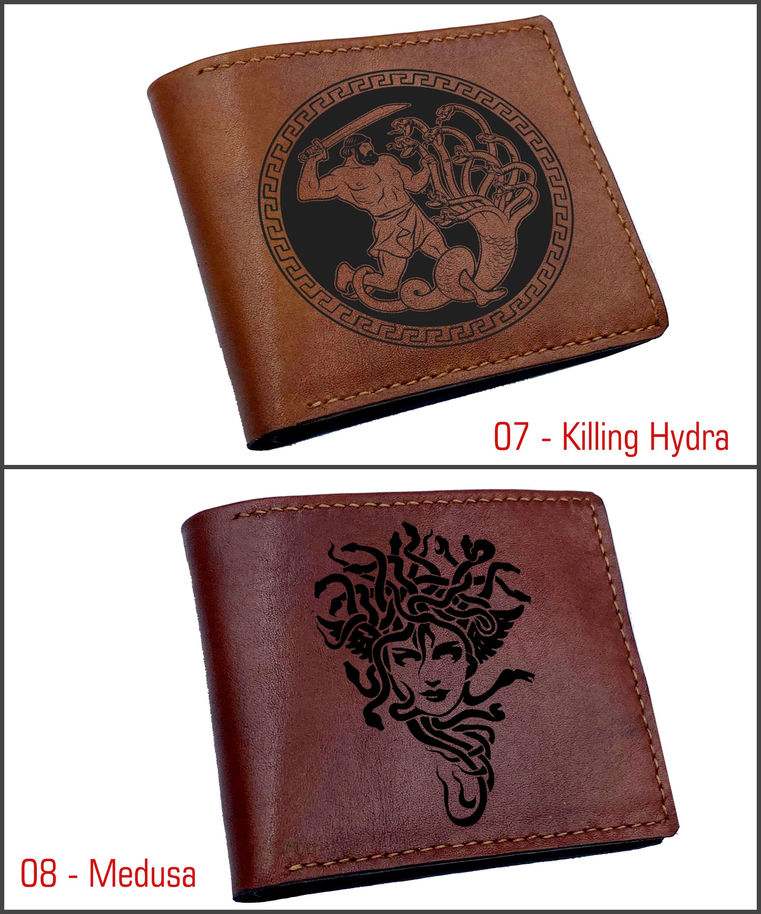 Minotaur leather men's wallet, monster engraved leather gift for men, customized present for dad, leather anniversary gift for husband