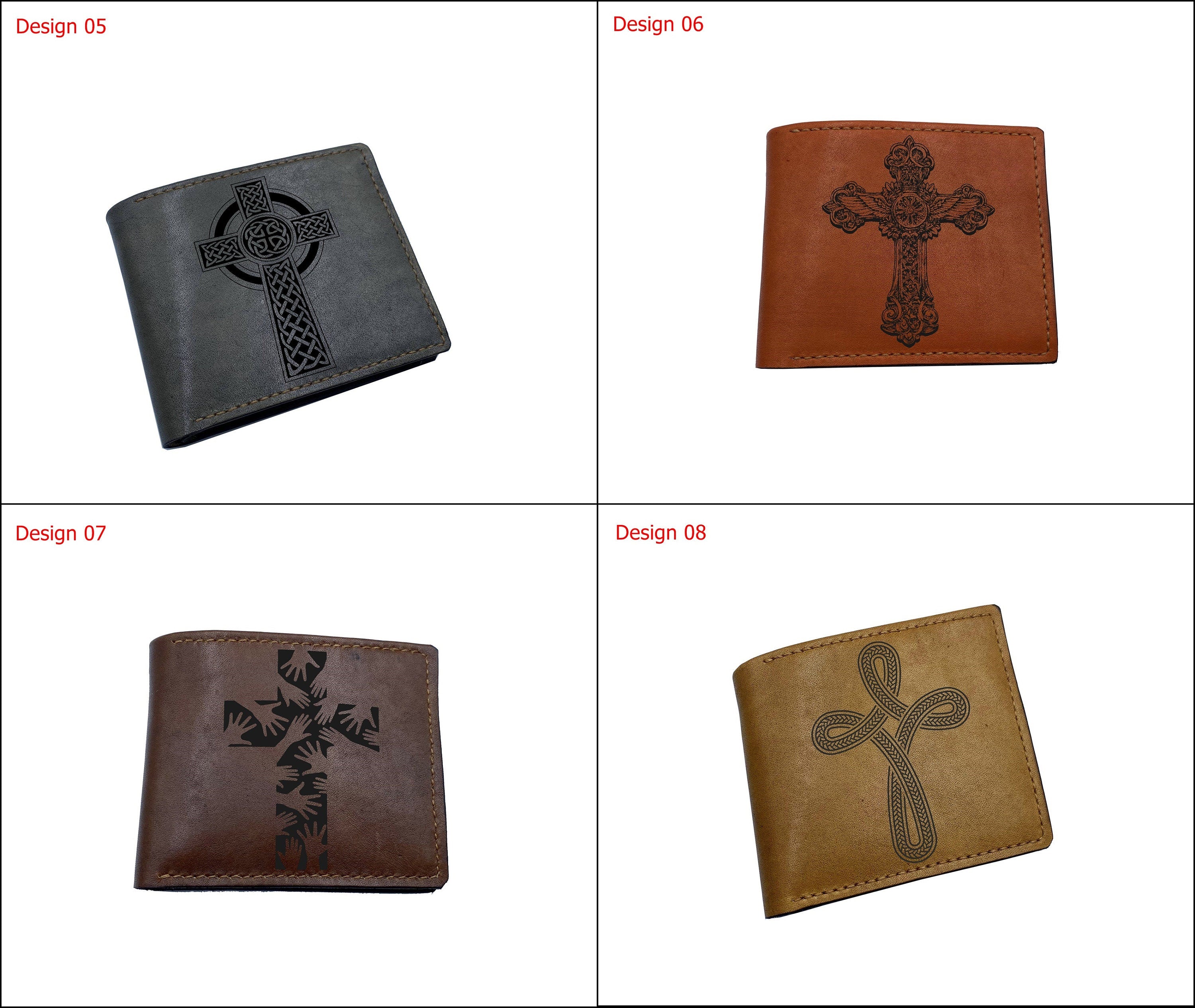 Celtic knot cross symbol, custom leather wallet, personalized leather present for dad, husband, brother, leather anniversary gift for friend