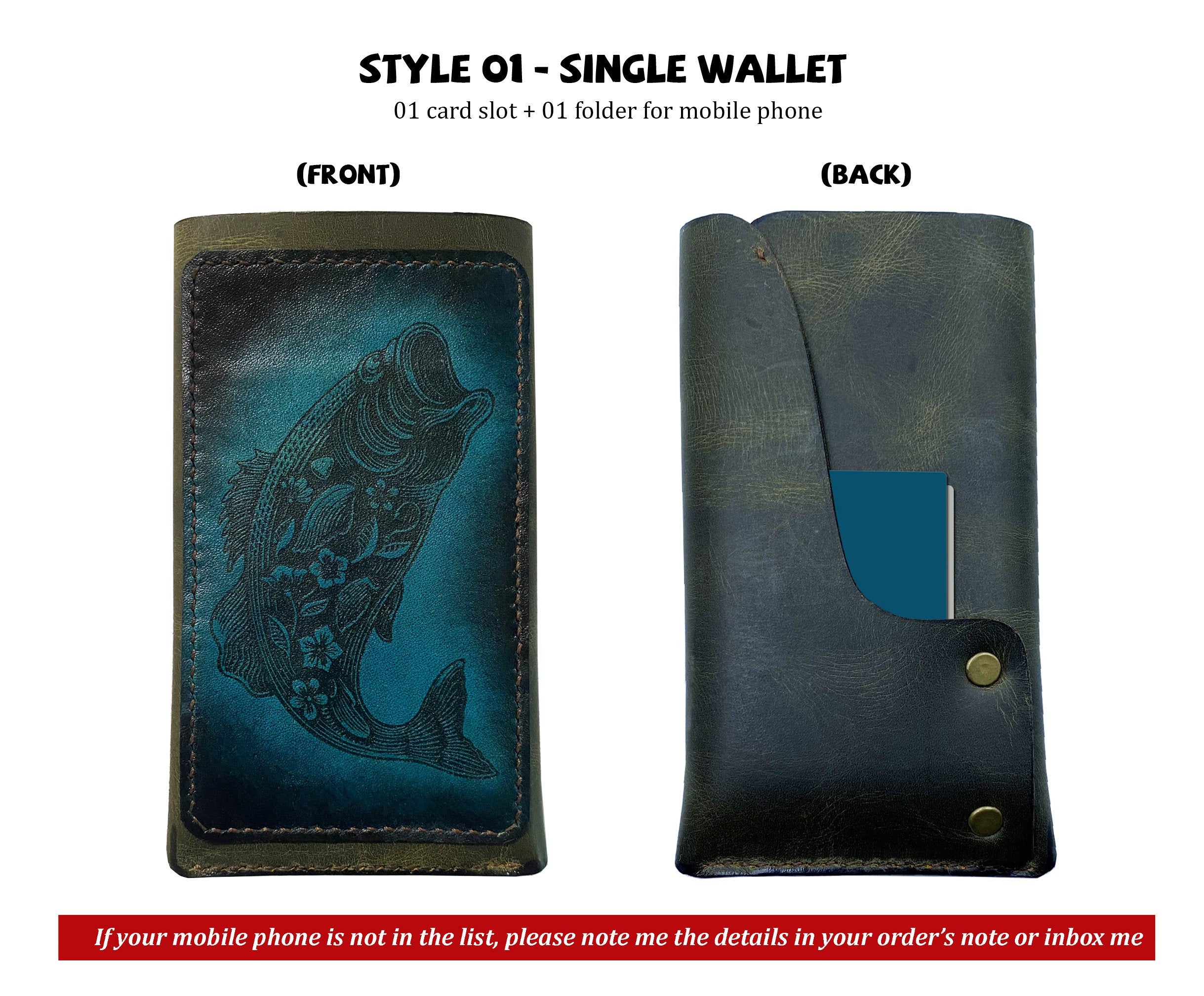 Skull butterfly engrave leather mobile phone wallet, mobile phone leather case, customized iphone wallet, samsung leather bifold wallet