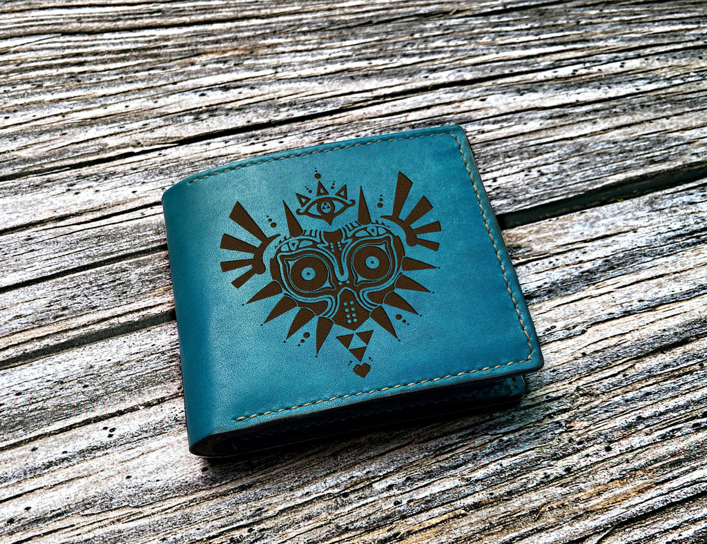 Personalized leather men's wallet, Majora Mask leather wallet, Majora mask gift for men, Legend of Zelda men present