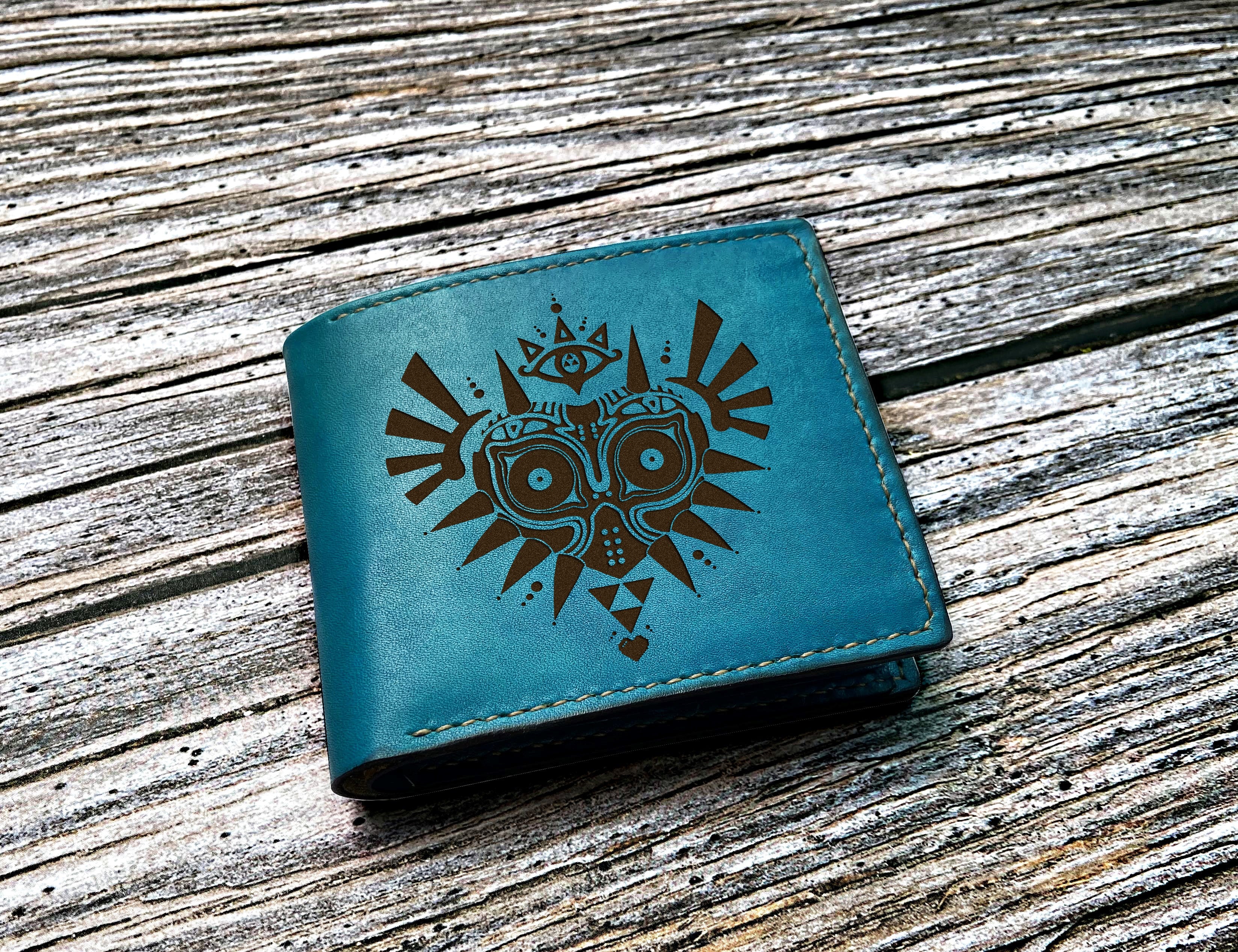 Personalized leather men's wallet, Majora Mask leather wallet, Majora mask gift for men, Legend of Zelda men present