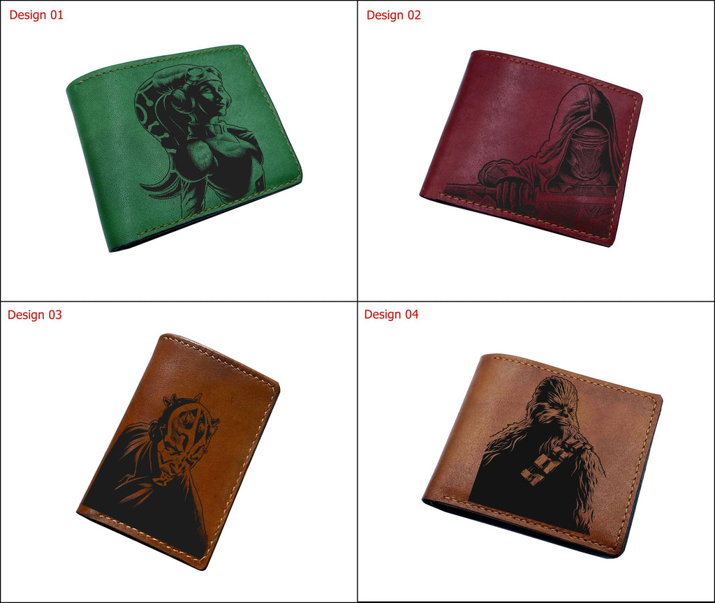Darth Maul Sith Lord modern art wallet, personalized starwars gift for men, Starwars leather wallet for dad