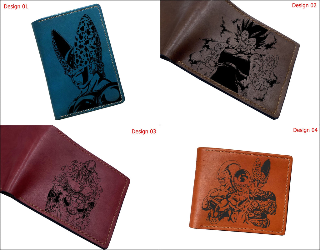 Mayan Corner - Dragon ball characters drawing leather wallet, fan art leather gift for men, wallet for him, leather anniversary present ideas - Vegeta super saiyan