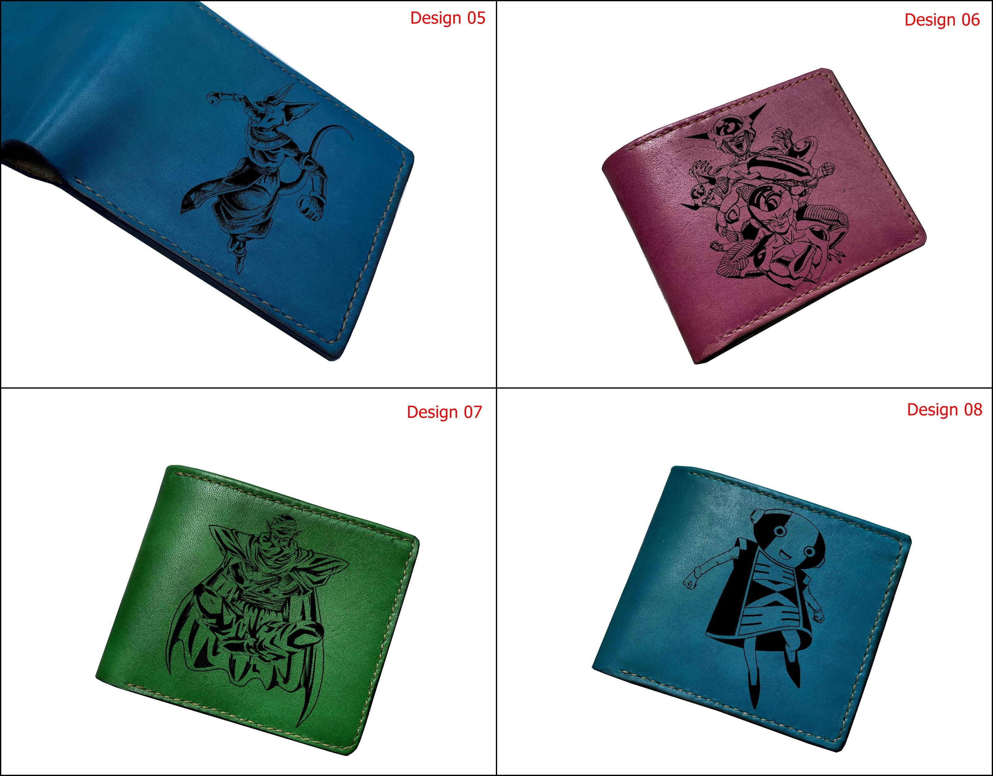 Mayan Corner - Dragon ball characters drawing leather wallet, fan art leather gift for men, wallet for boyfriend, birthday christmas present ideas - Cell android