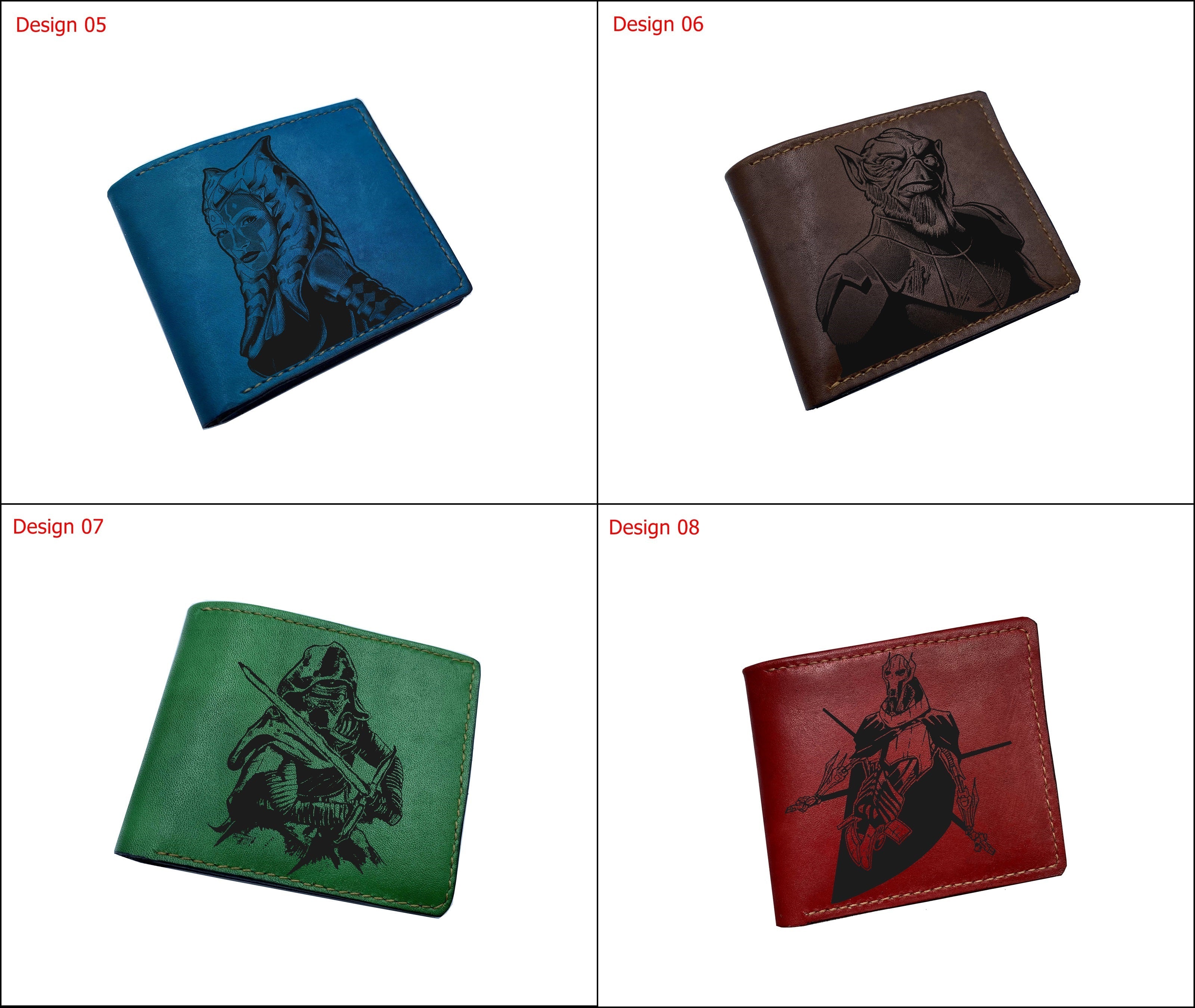 Starwars characters engraving leather wallet, graduation gift for borther, cool wedding gift ideas for friend, wallet for him