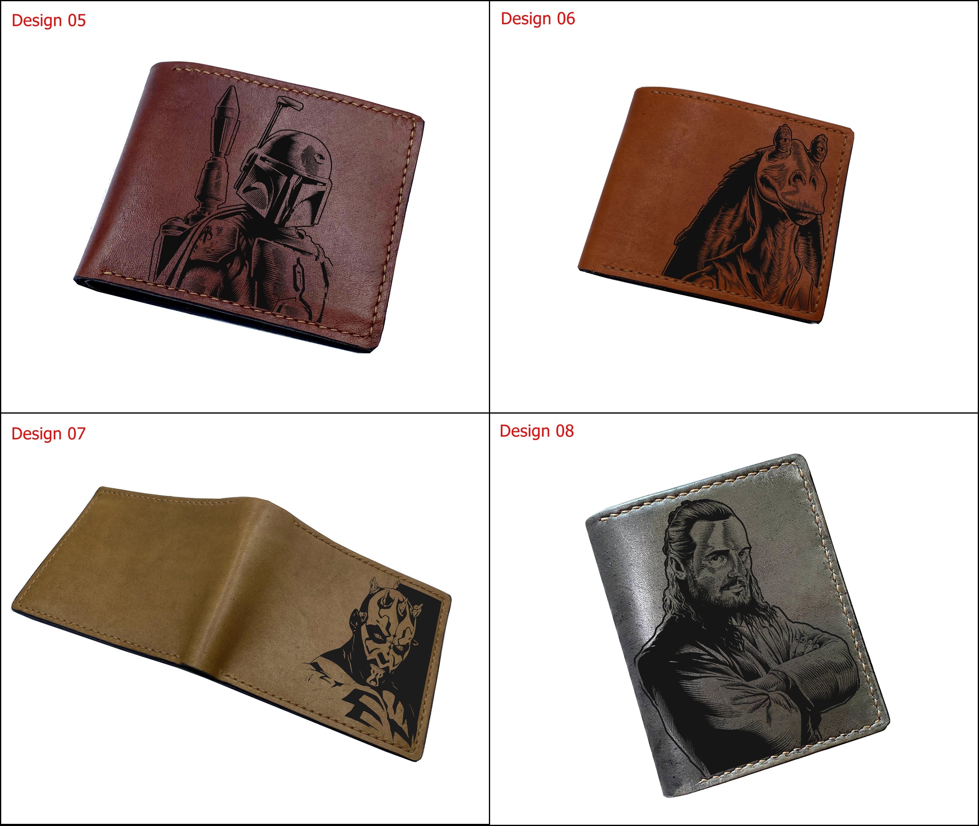 Darth Maul Sith Lord modern art wallet, personalized starwars gift for men, Starwars leather wallet for dad