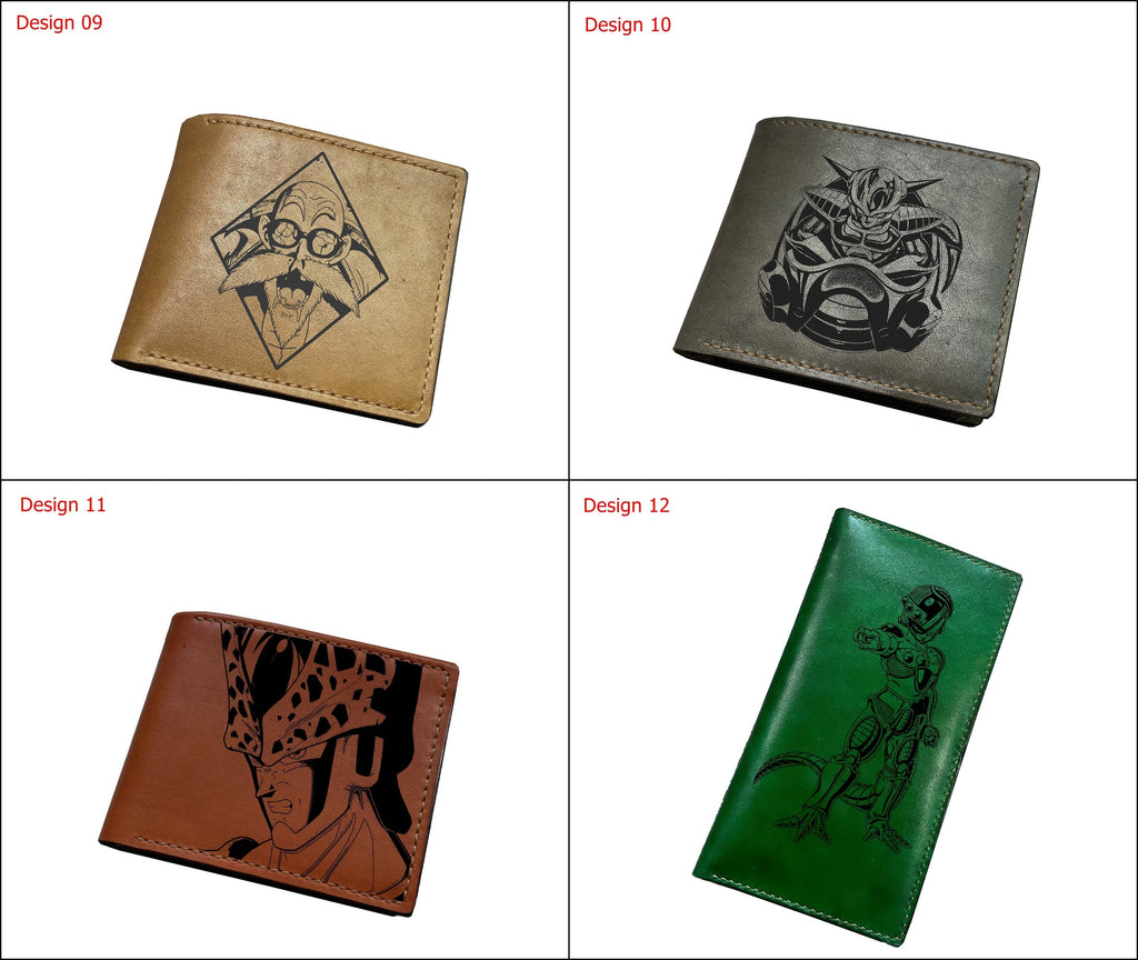 Mayan Corner - Dragon ball characters drawing leather wallet, fan art leather gift for men, wallet for him, leather anniversary present ideas - Freiza