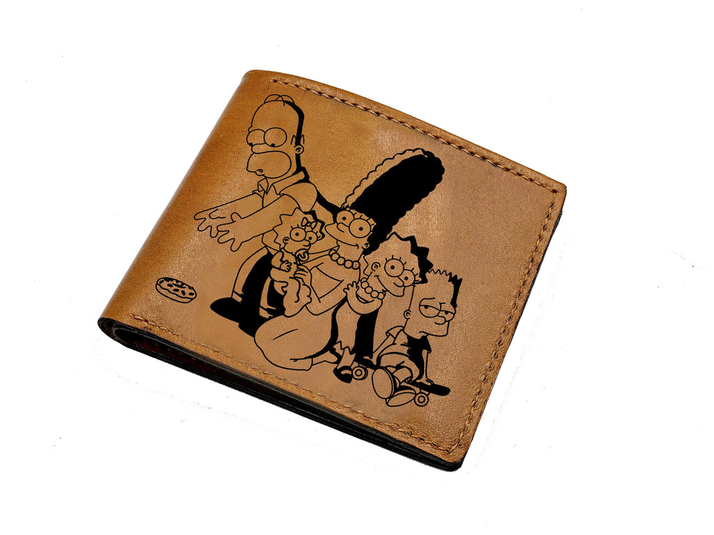 Mayan Corner - Custom leather handmade wallet, leather gift idea for dad, The Simpsons family fun gift ideas, cool wallet for friend, brother