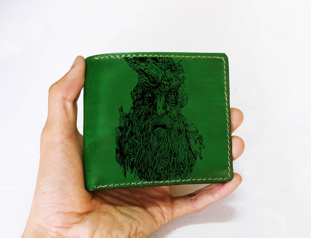 Mayan Corner - The Lord of the Rings leather handmade wallet, characters of the series, Frodo Gandalf drawing art wallet, leather gift for LOTR fan